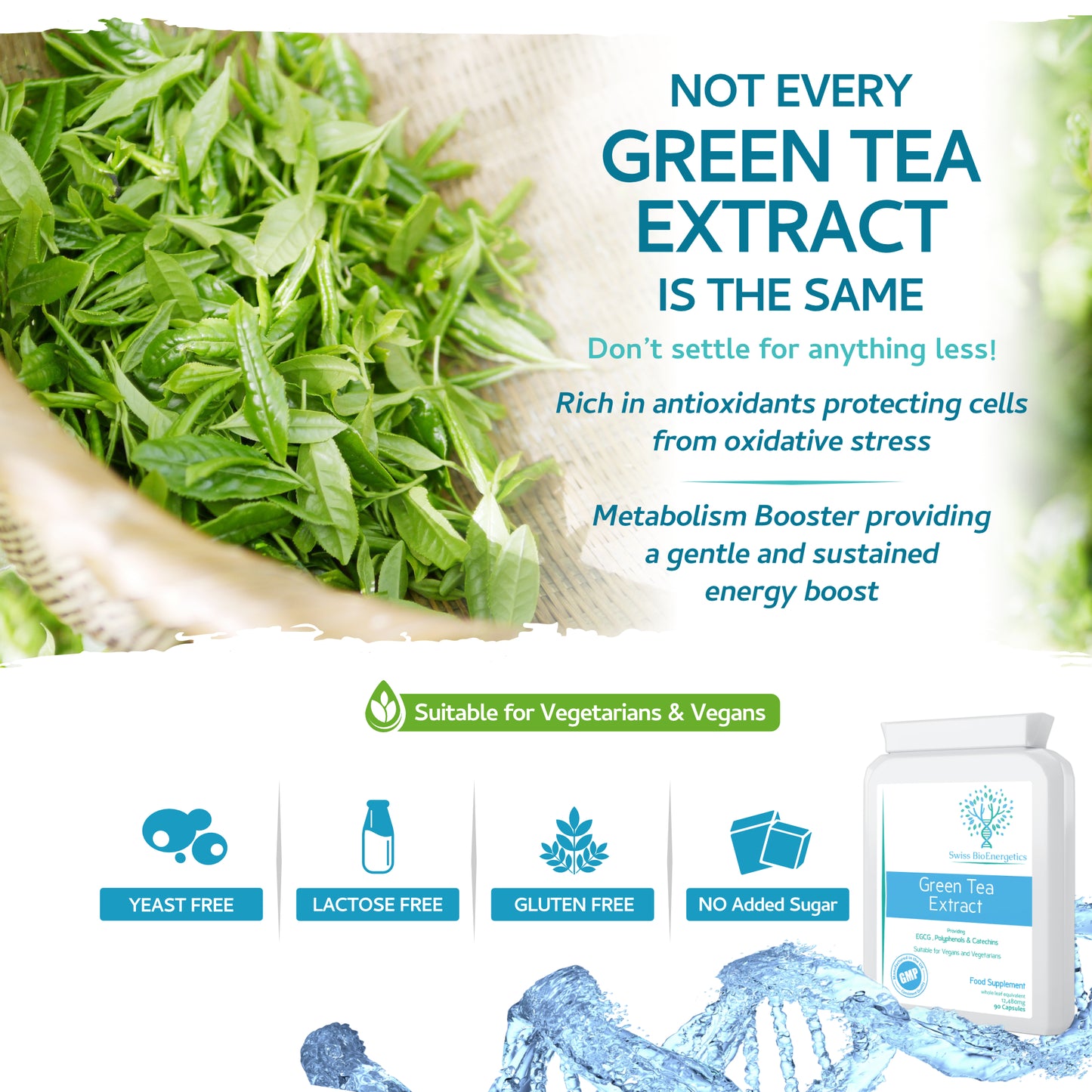 Green Tea Capsules - 12,480mg - 90 Capsules of Premium Green Tea Extract