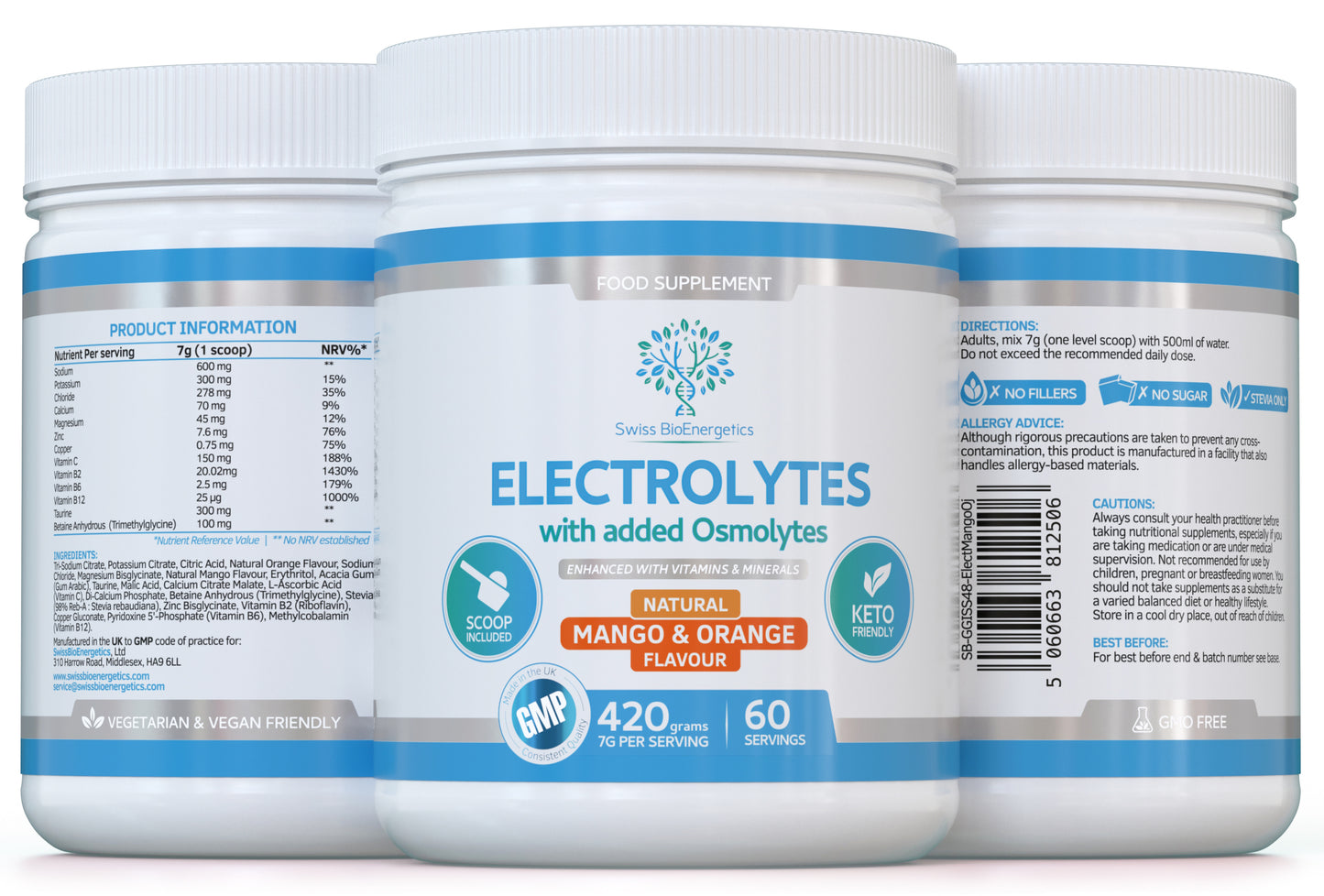 ELECTROLYTES with added Osmolytes - Natural MANGO & ORANGE flavour