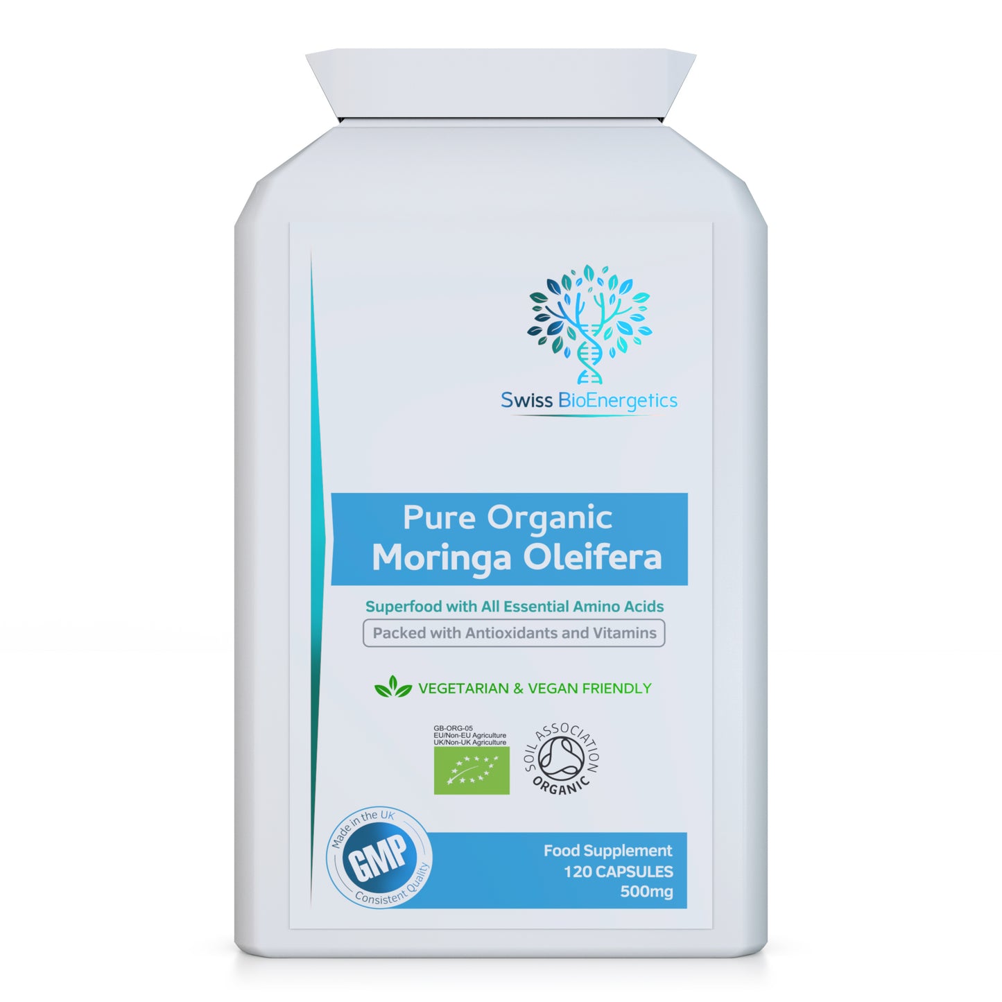 Pure Organic Moringa Oleifera 500mg 120 Capsules