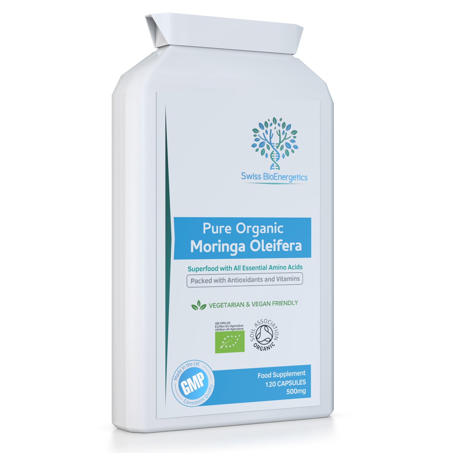 Pure Organic Moringa Oleifera 500mg 120 Capsules