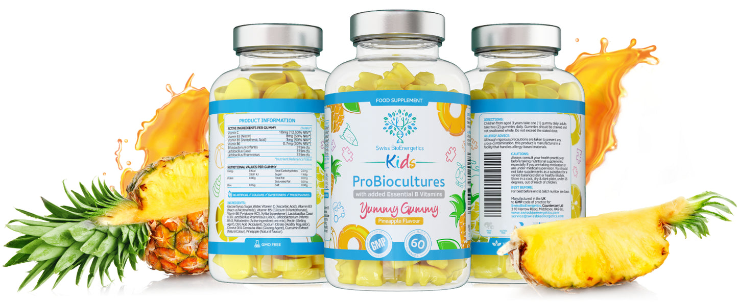 Swiss BioEnergetics Kids Probiotics - ProBiocultures Gummies - 60 Children's probiotics Multi-Strain Gummies
