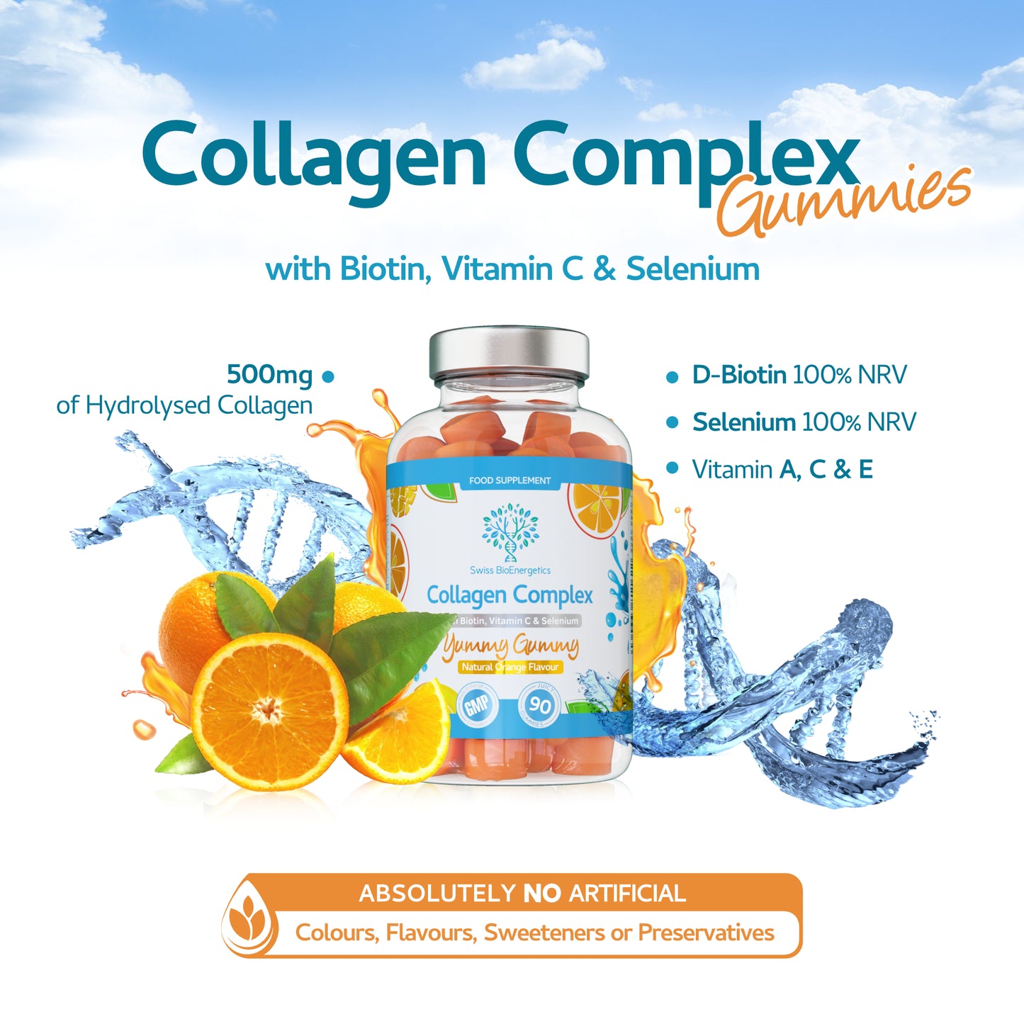 Collagen Complex - 90 Natural Orange Flavour Chewable Yummy Gummies