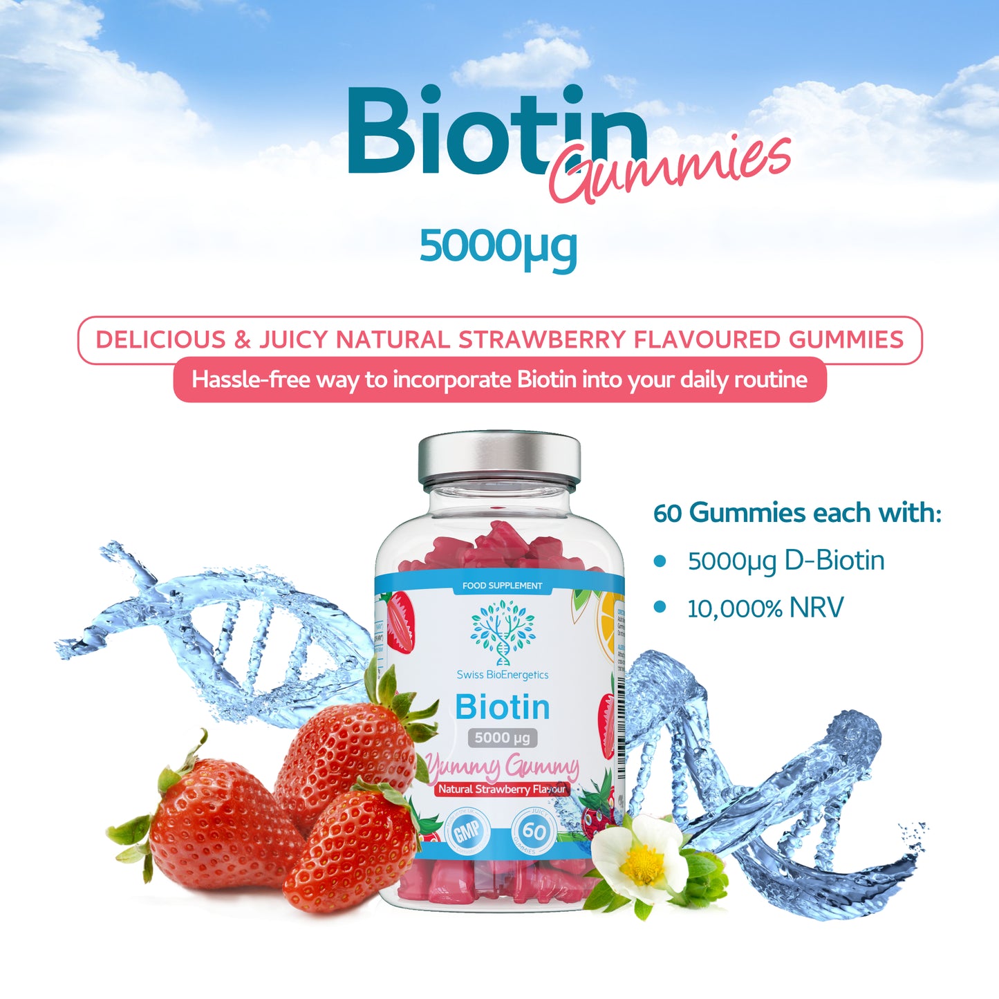 Biotin Gummies 10,000mcg  60 Vegan Vitamins