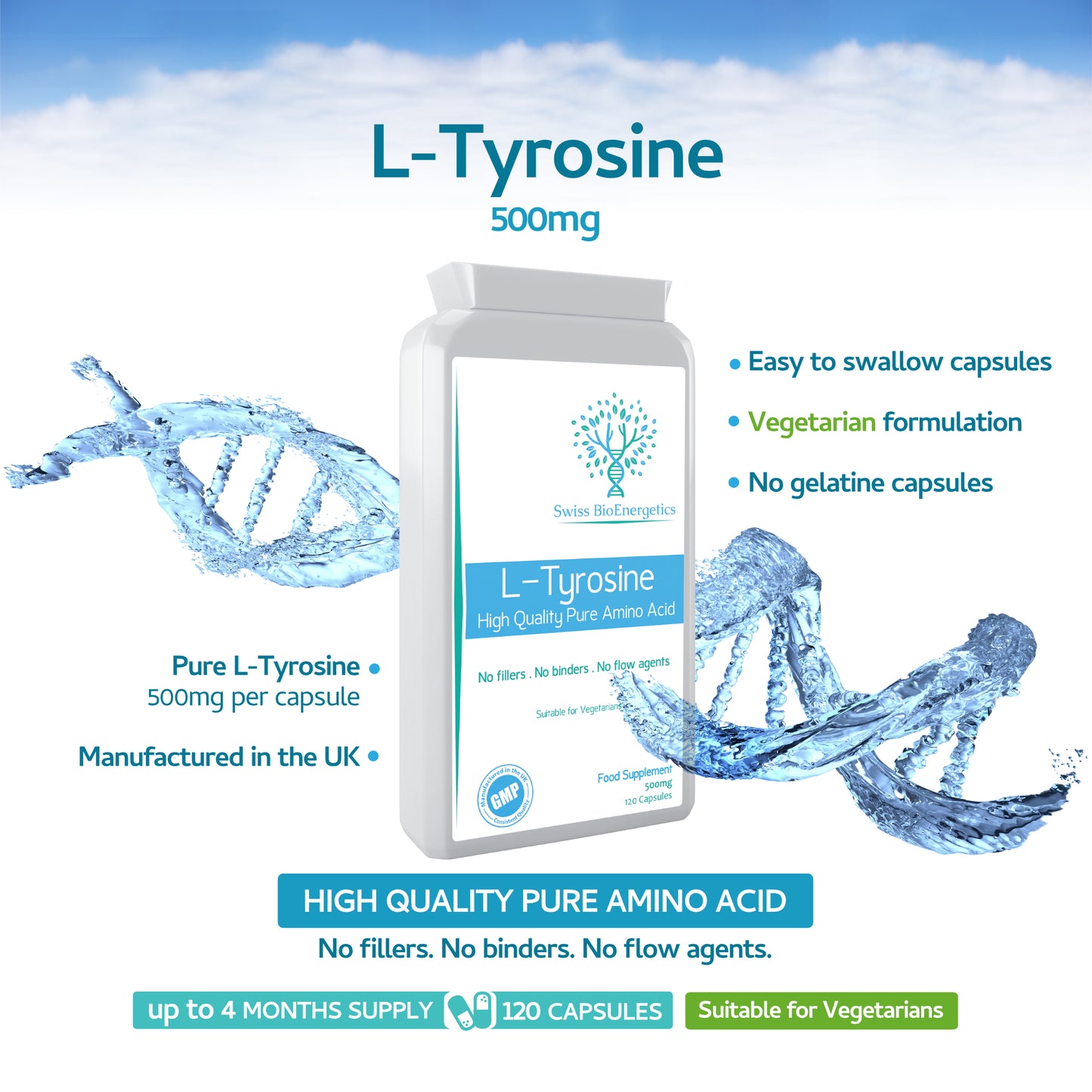 L-Tyrosine 500mg 120 Capsules