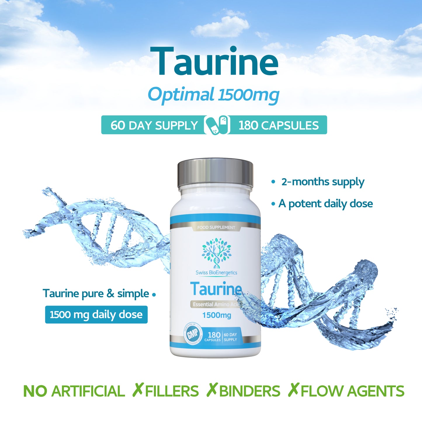 Taurine Supplement 1500mg 60 Day Supply
