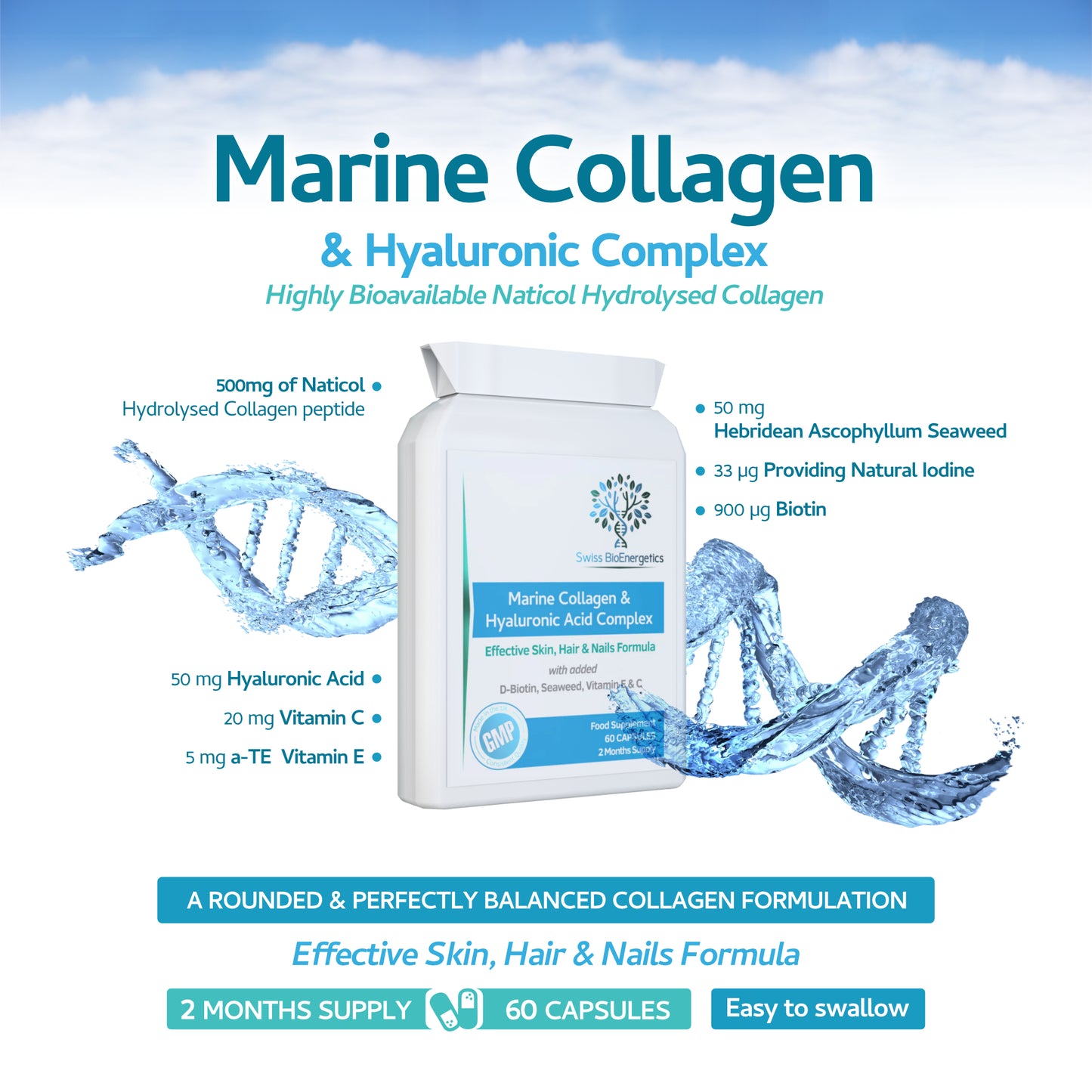 Marine Collagen & Hyaluronic Acid Complex - 60 Capsules