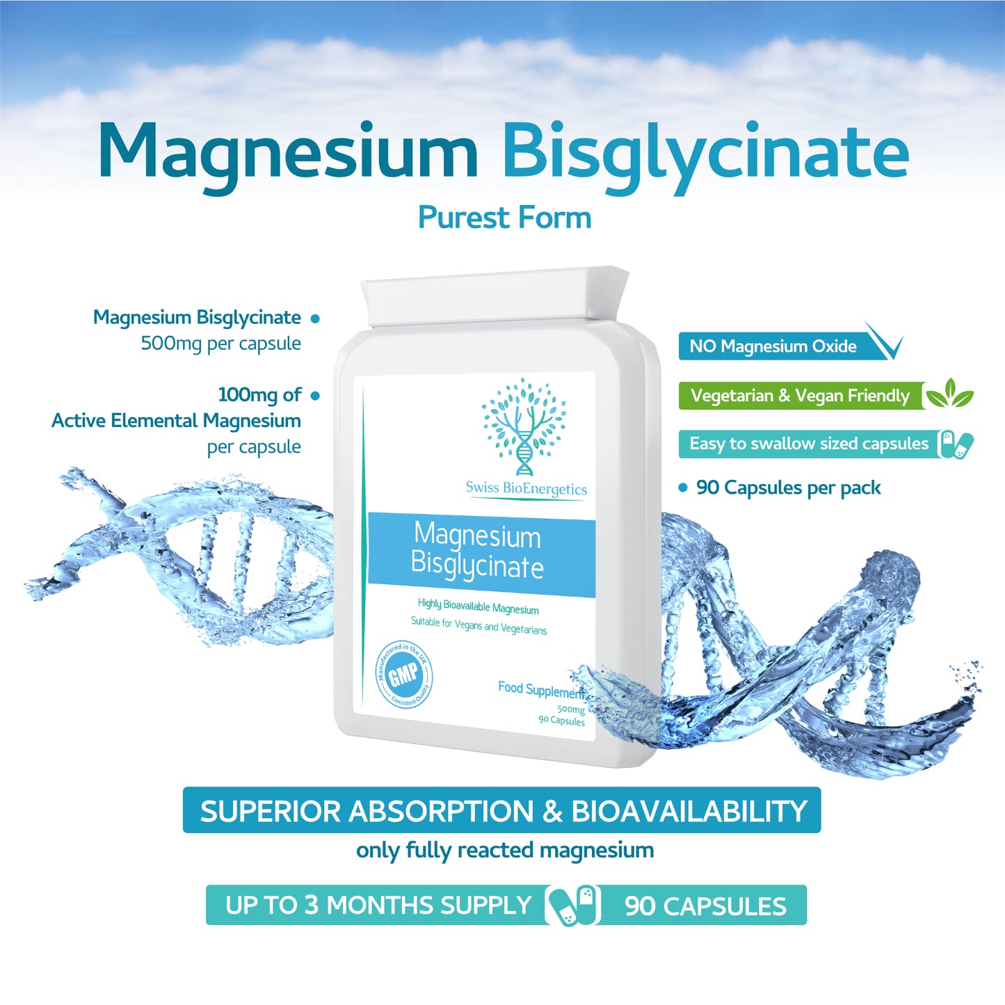 Magnesium Bisglycinate (Glycinate) 500mg