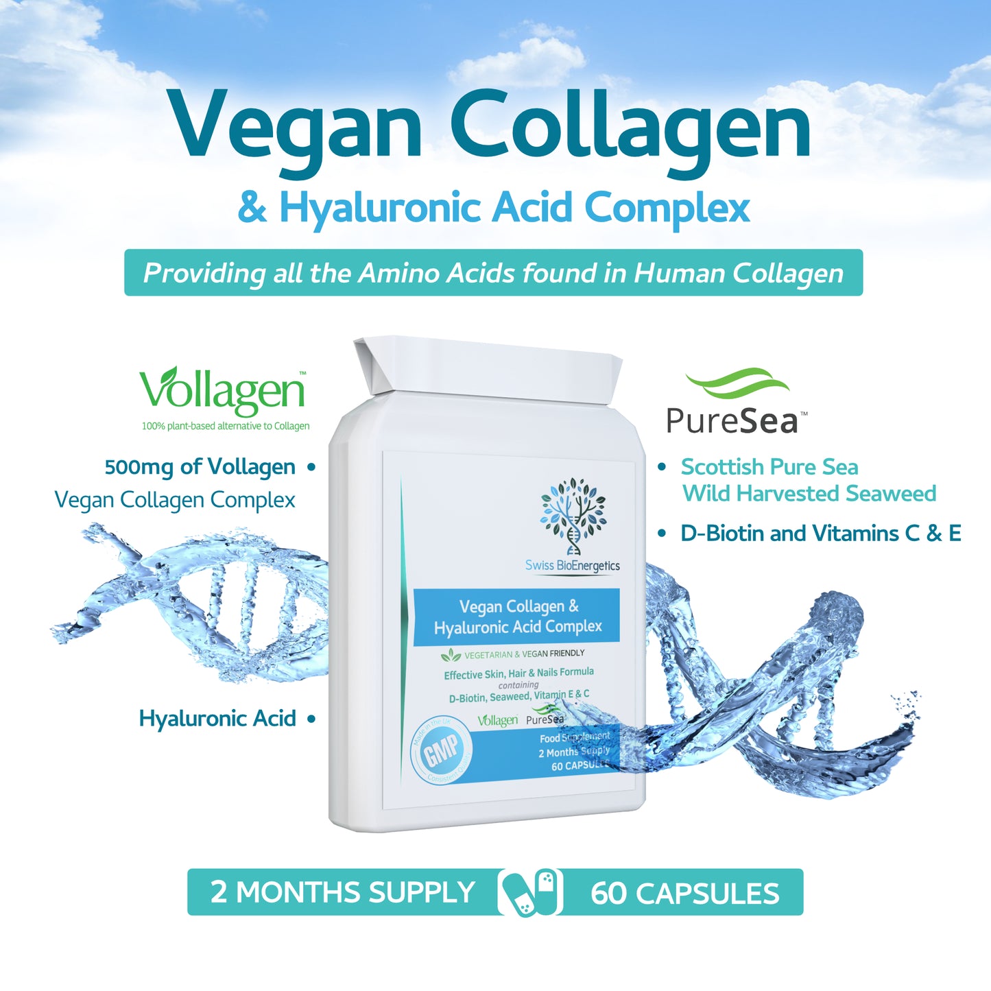 Vegan Collagen & Hyaluronic Acid Complex - 60 Capsules