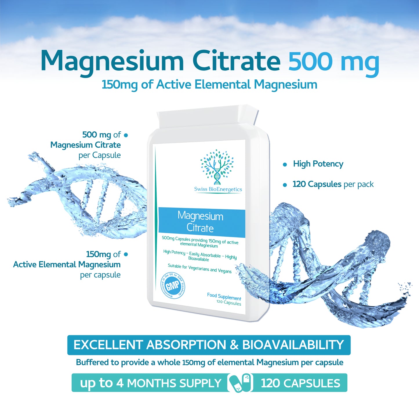 Magnesium Citrate 500mg 120 Capsules