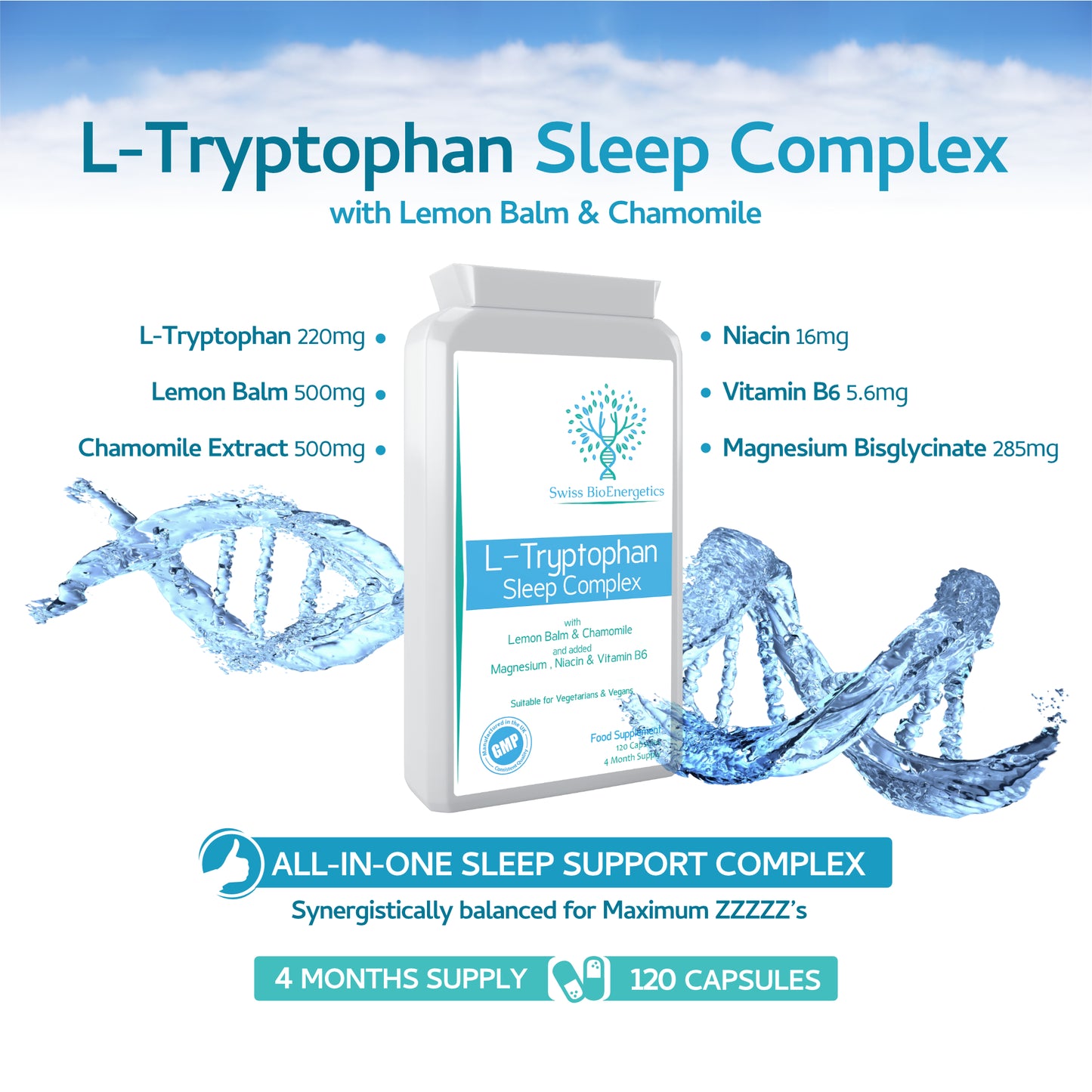 L-Tryptophan Sleep Complex 220mg - 120 Capsules/Sleep Complex