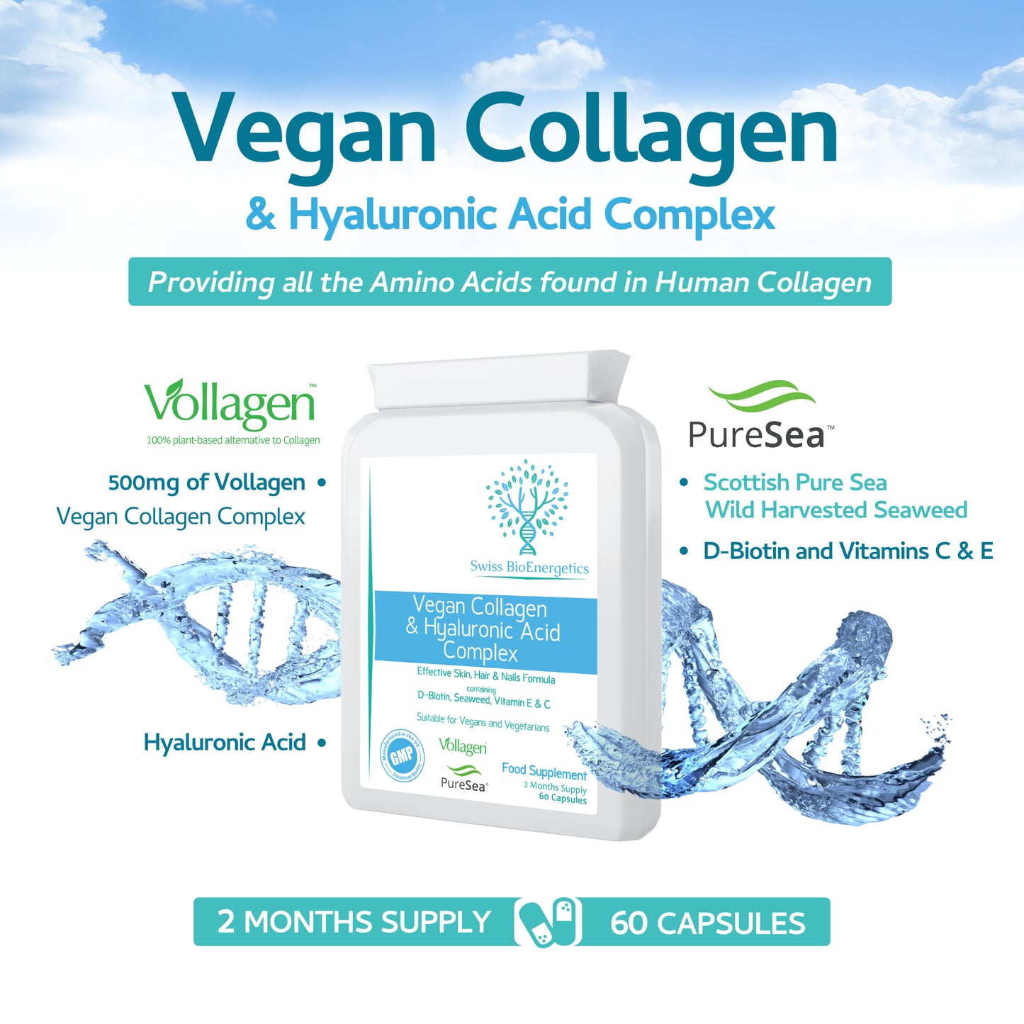 Vegan Collagen & Hyaluronic Acid Complex - 60 Capsules
