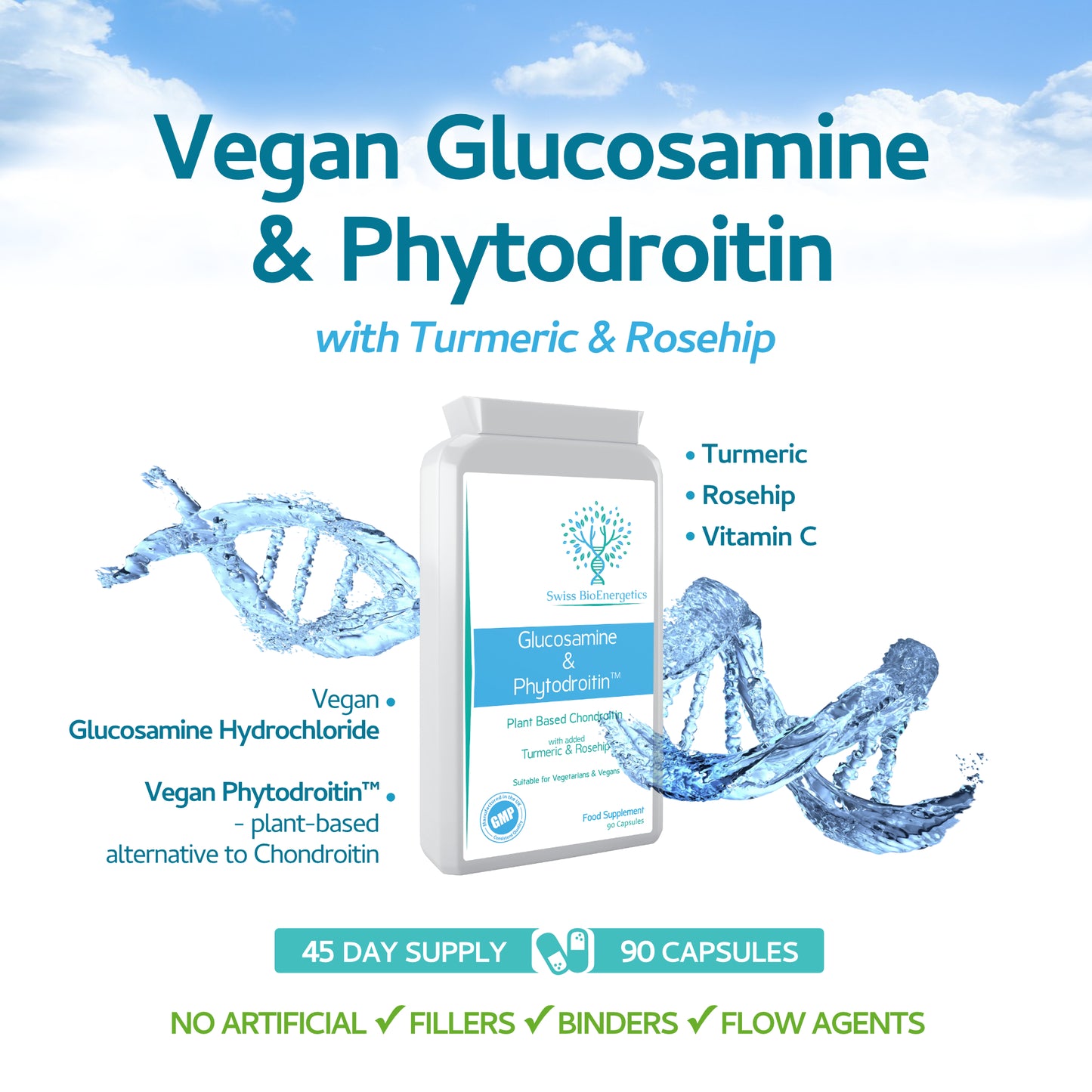 Vegan Glucosamine Phytodroitin Complex 90 Capsules
