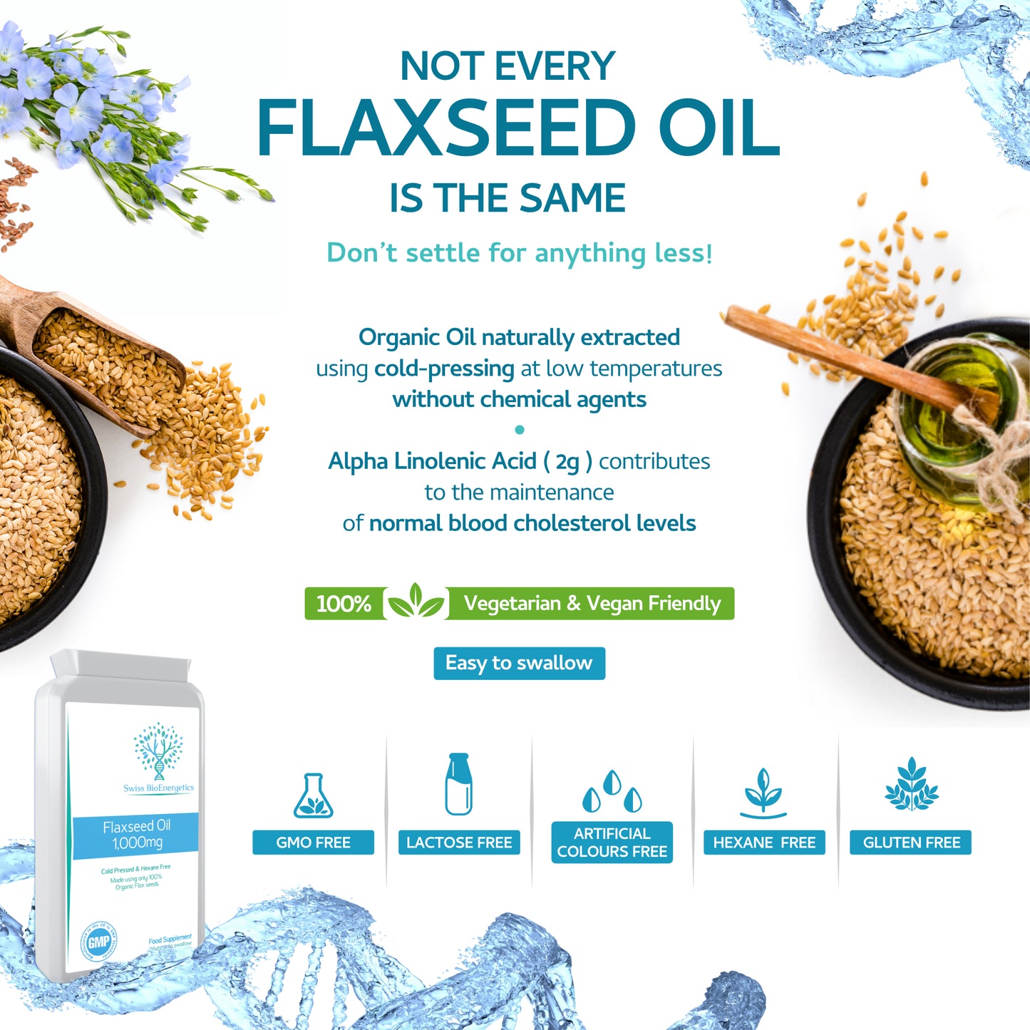 Flaxseed Oil Capsules 1000mg  90 Vegan Soft Gels