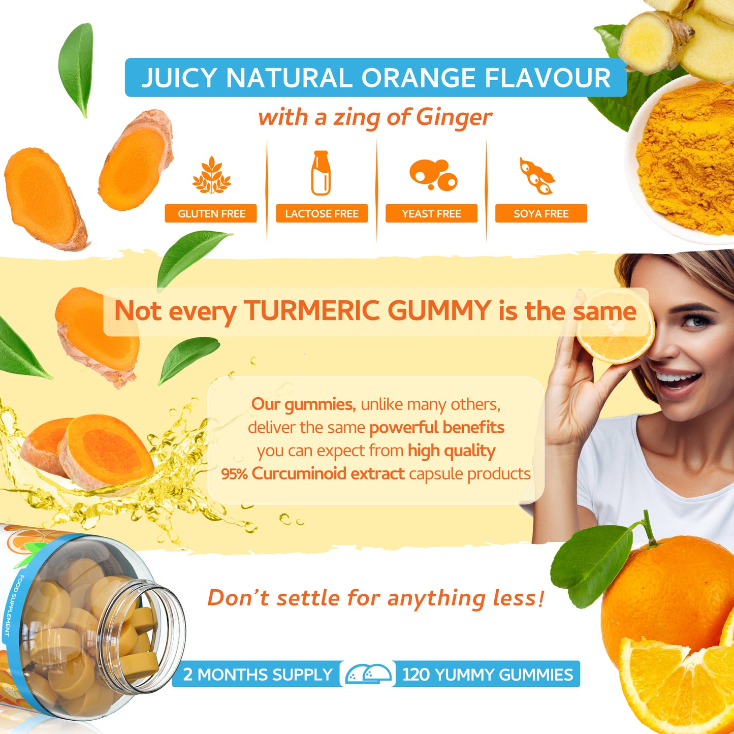 Turmeric Curcumin Gummies with Ginger - 120 Gummies