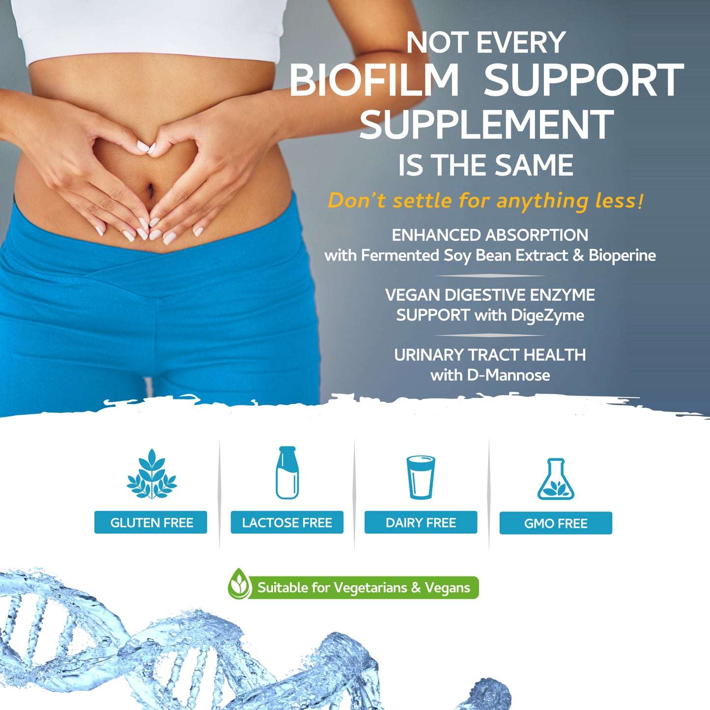 Biofilm Defence, D-Mannose & Enzymes Blend for Advanced Digestive & Urinary Tract Support