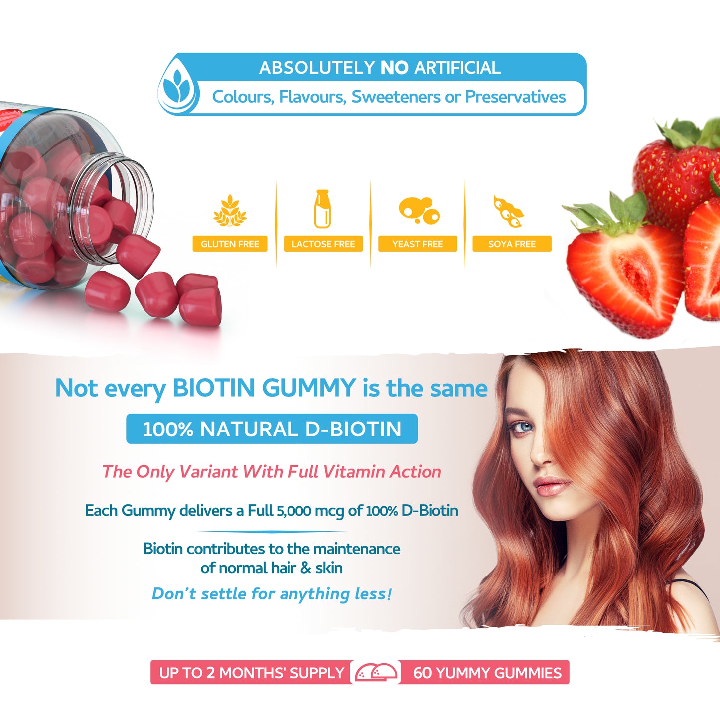 Biotin Gummies 10,000mcg  60 Vegan Vitamins
