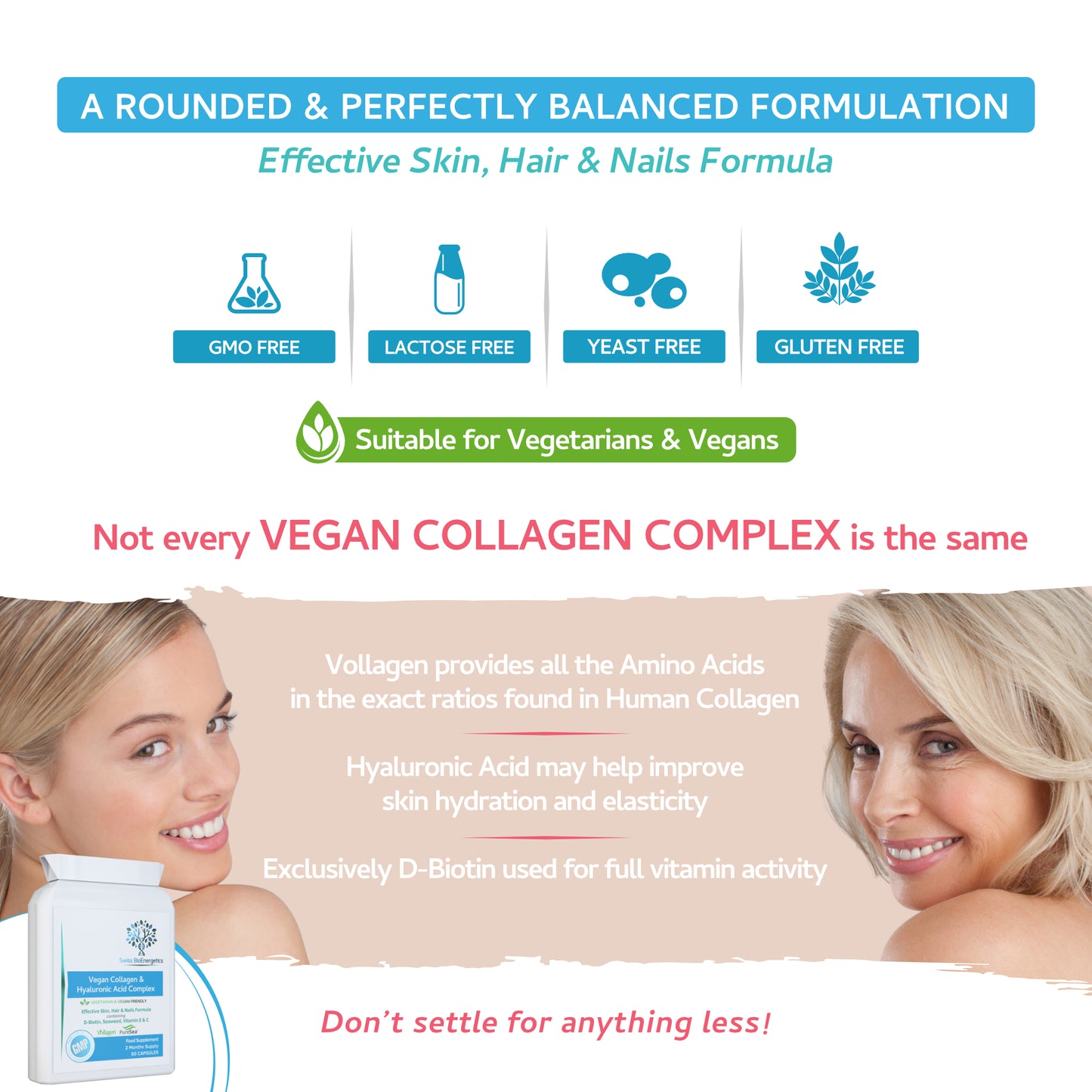 Vegan Collagen & Hyaluronic Acid Complex - 60 Capsules