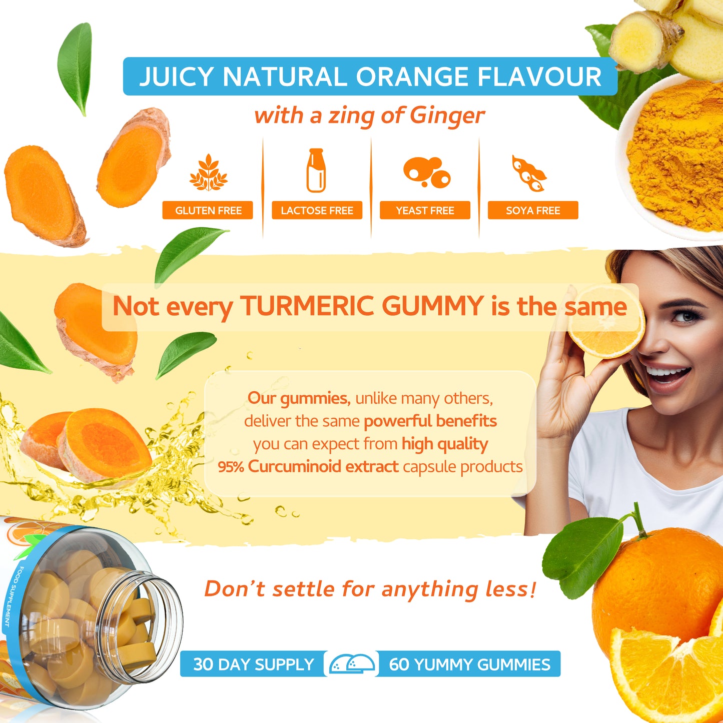Turmeric Curcumin Gummies with Ginger - 60 Gummies