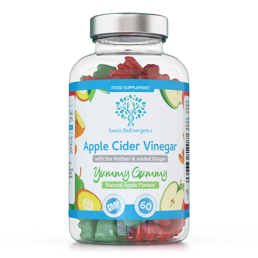 Apple Cider Vinegar Gummies with The Mother & Ginger - 60 Natural Apple Flavoured
