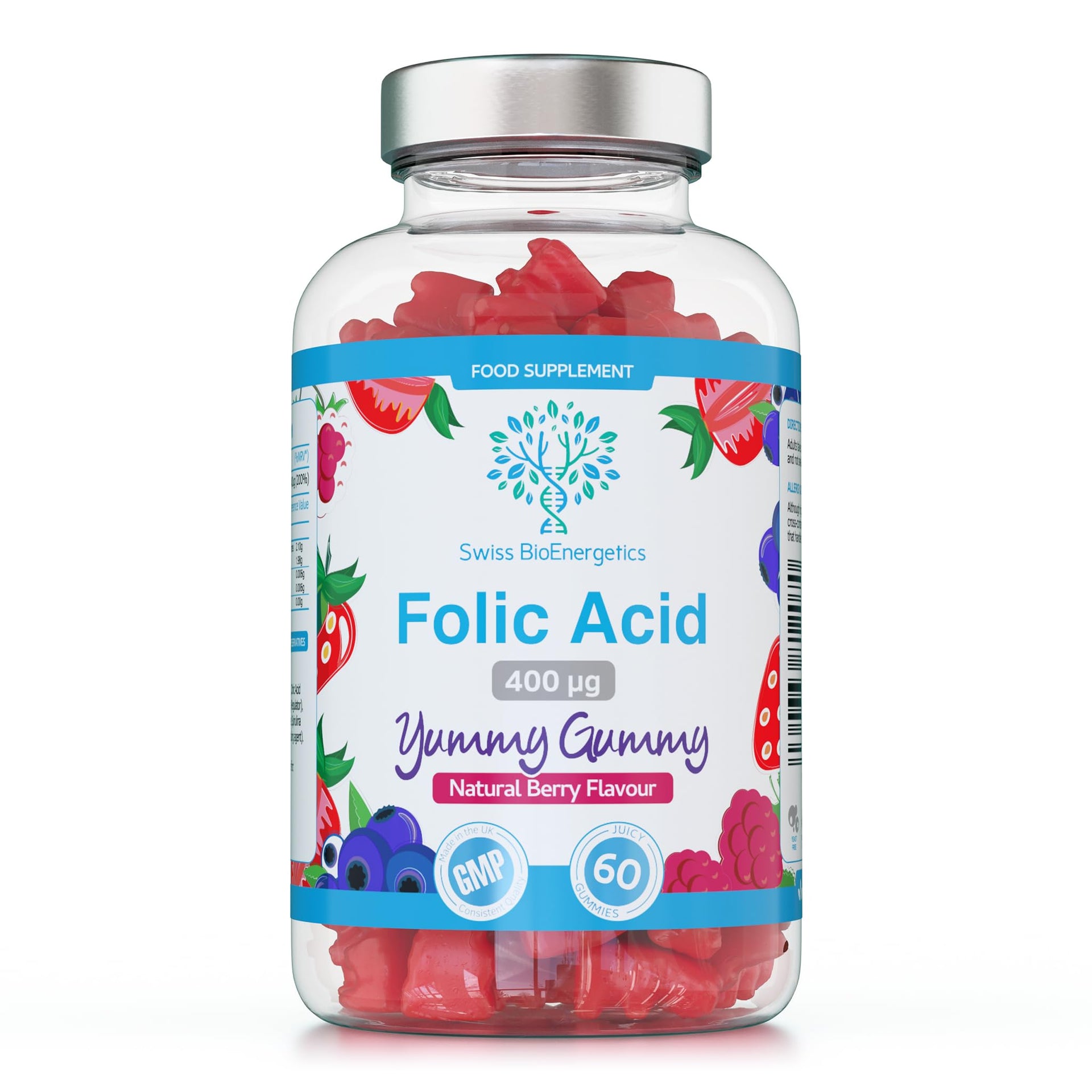 Folic Acid Gummies 400μg 60 Natural Flavoured & Vegan Gummies
