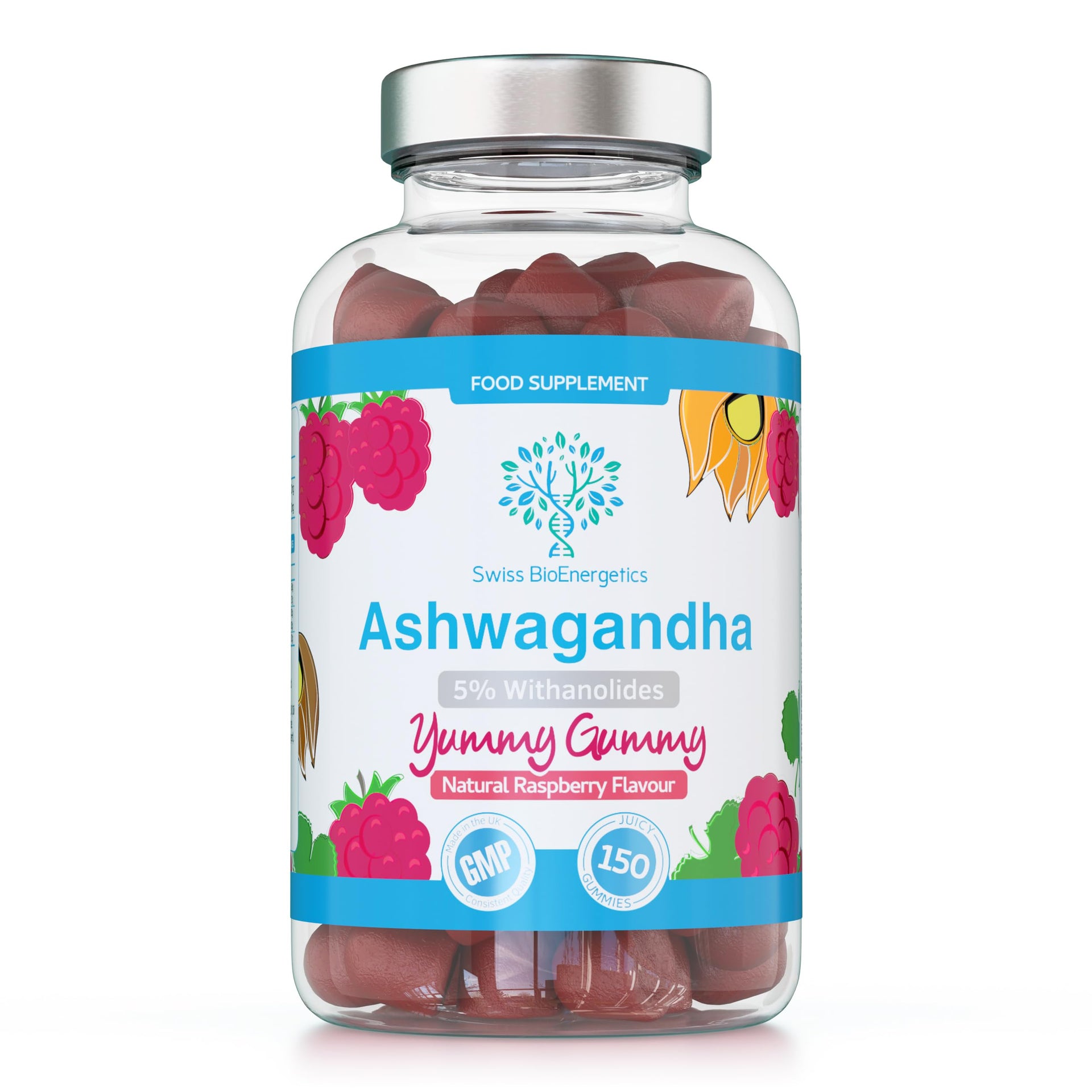 Ashwagandha Gummies 150 Raspberry Flavoured Chewable & Yummy