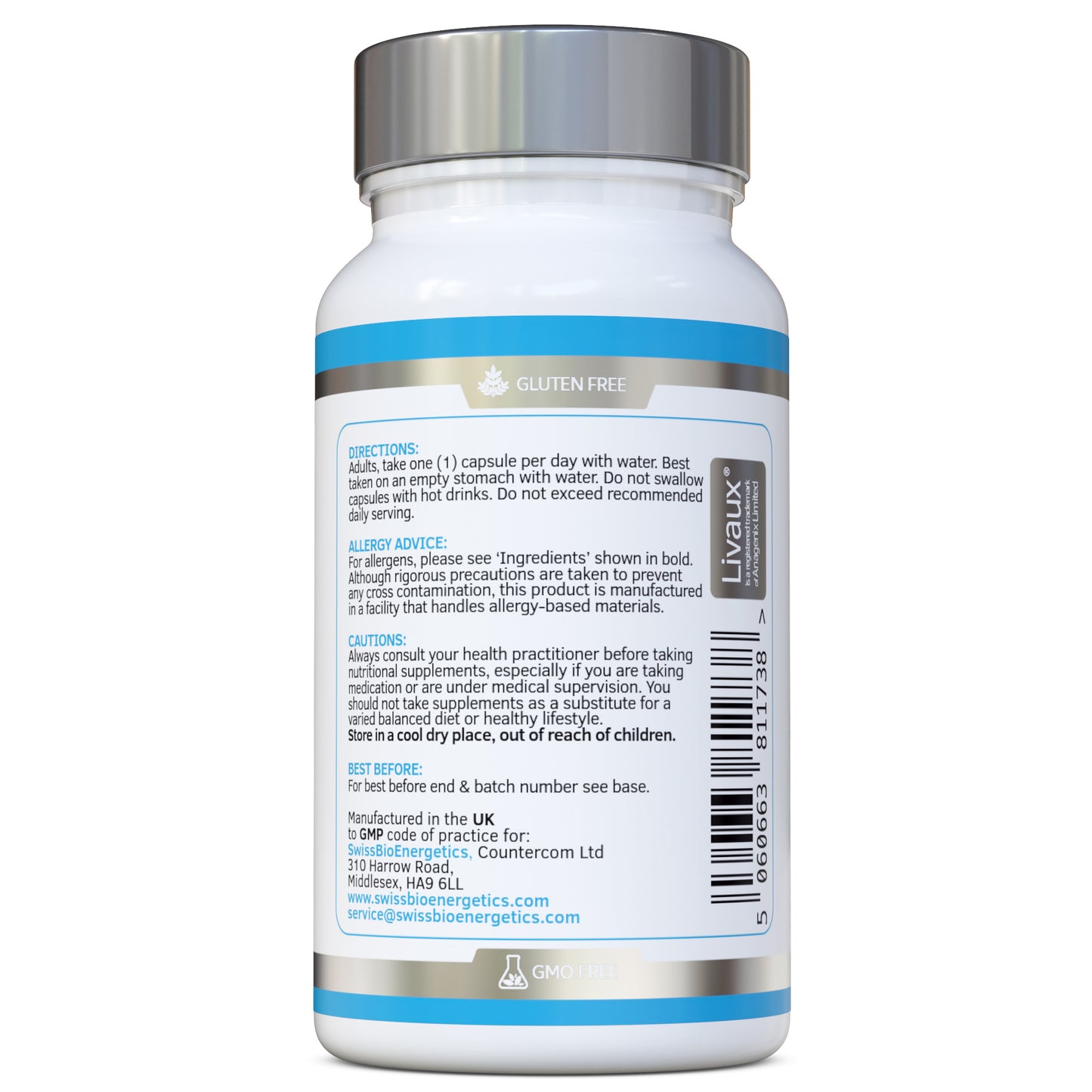 Bio Cultures Complex Probiotics 30-strains, 22.5 Billion CFU plus 500mg Livaux Prebiotic