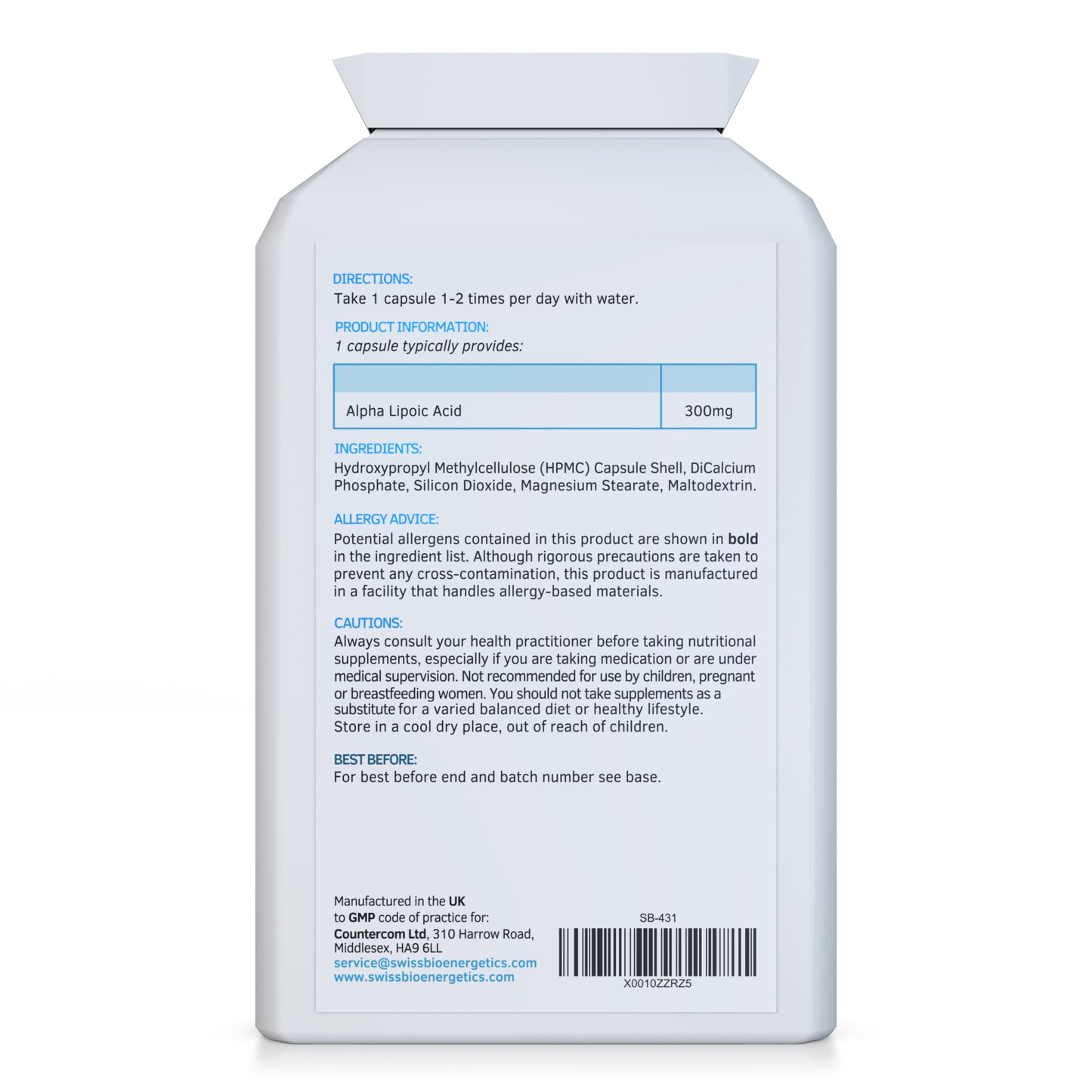 Alpha Lipoic Acid 300mg 120 Capsules
