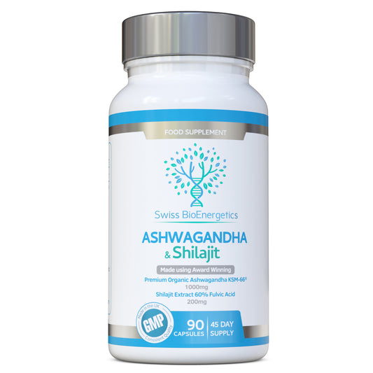 Ashwagandha & Shilajit - Award Winning Ashwagandha KSM-66 1000mg & Purified Shilajit Extract 200mg (60% Fulvic Acid)
