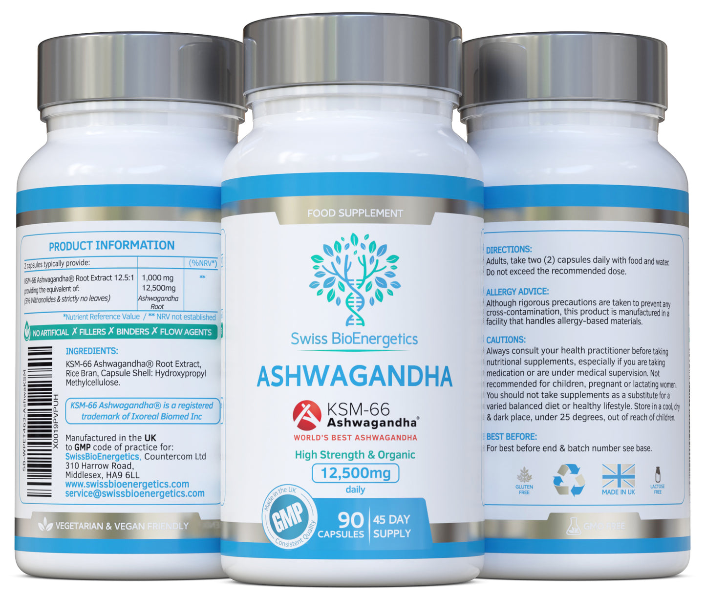Ashwagandha KSM 66 - Huge 12,500mg Daily - 45 Day Supply