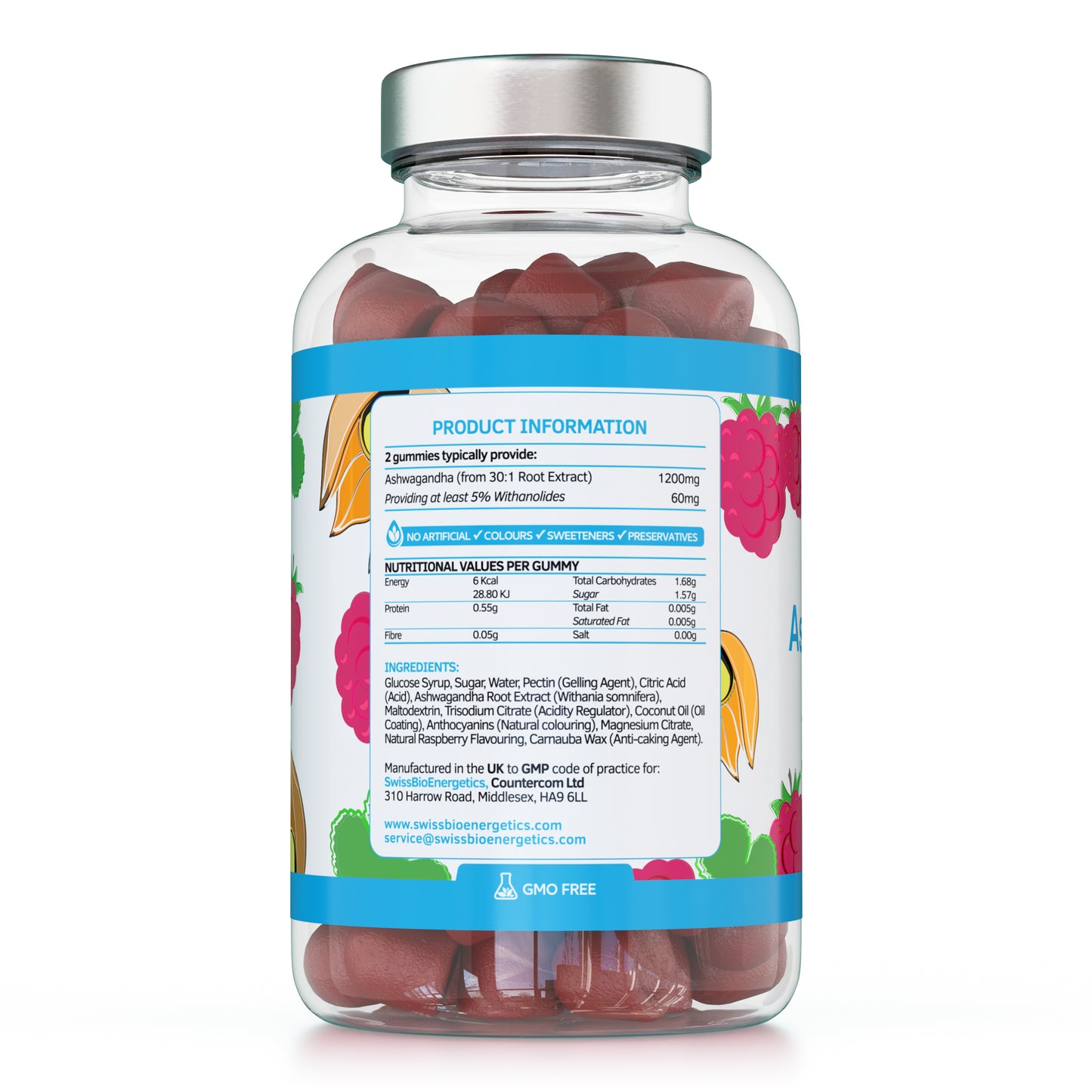 Ashwagandha Gummies - 150 Natural Raspberry Flavoured Chewable & Yummy