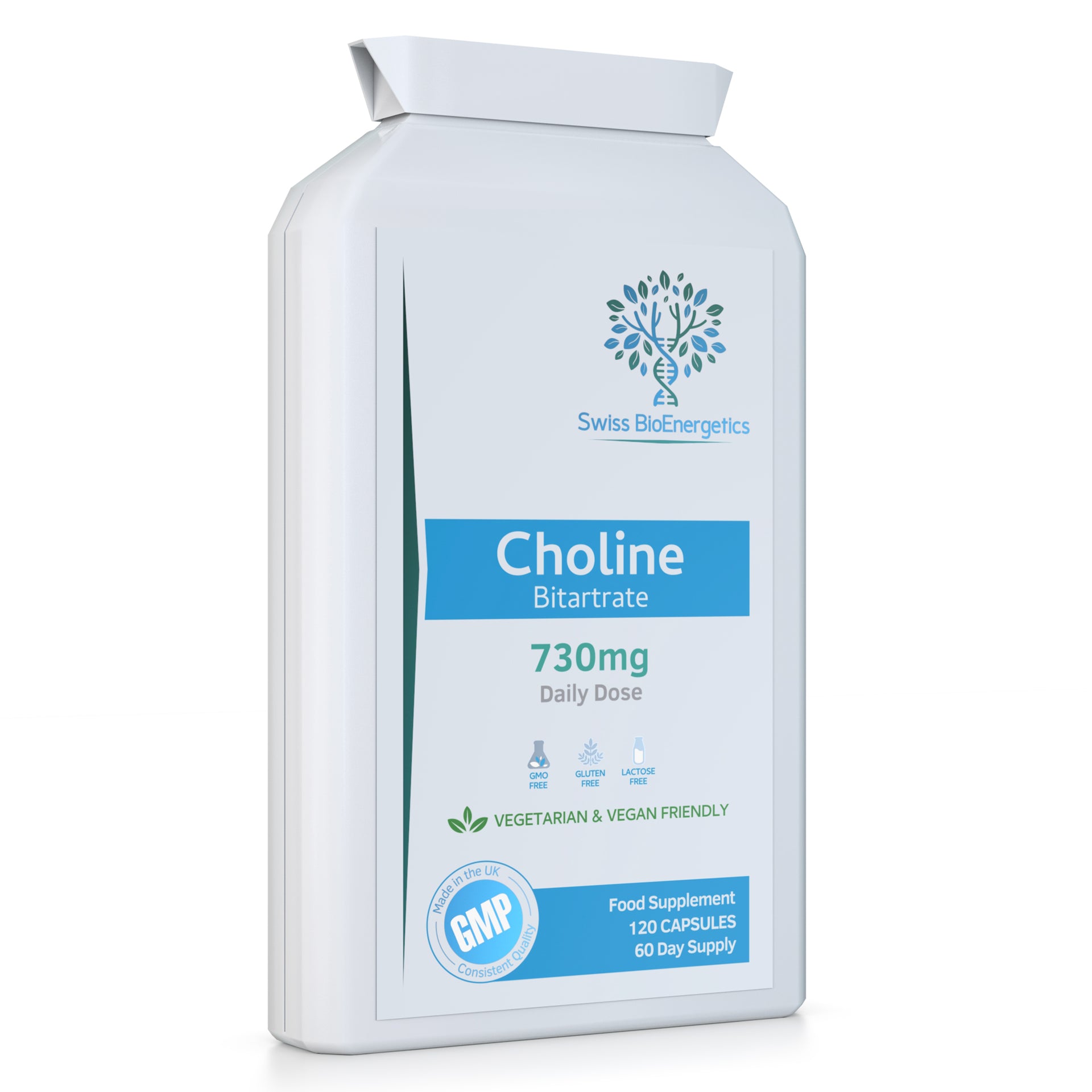 Choline Bitartrate Daily Dose 120 Vegan Choline Supplement Capsules