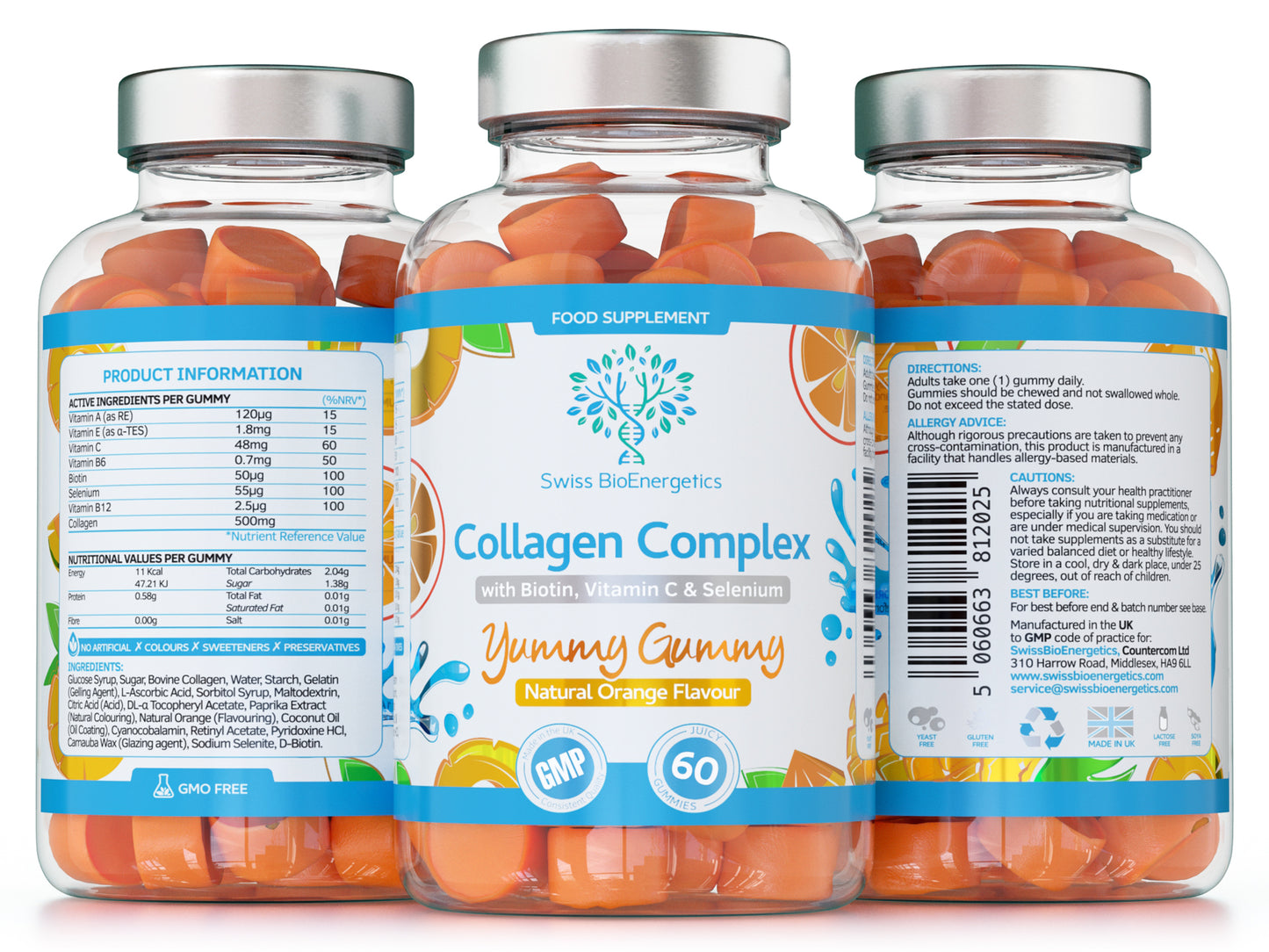 Collagen Complex - 60 Natural Pineapple Flavour Chewable Yummy Gummies