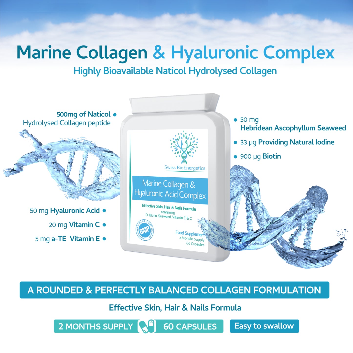 Marine Collagen & Hyaluronic Acid Complex - 60 Capsules