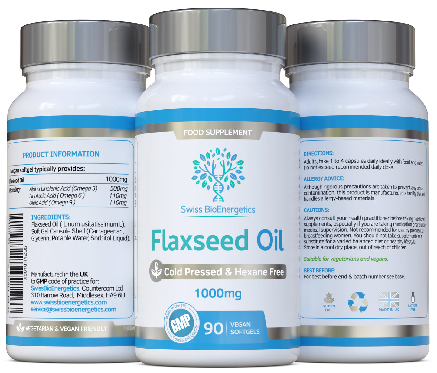 Flaxseed Oil Capsules 1000mg  90 Vegan Soft Gels