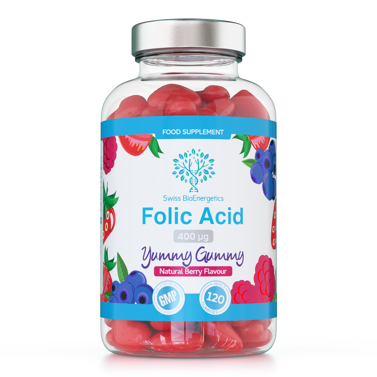 Folic Acid Gummies 400μg 120 Natural Flavoured & Vegan Gummies