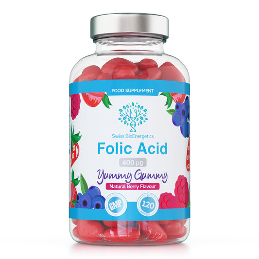 Folic Acid Gummies - 400μg, 120 Natural Berry Flavoured & Vegan Gummies (Copy)