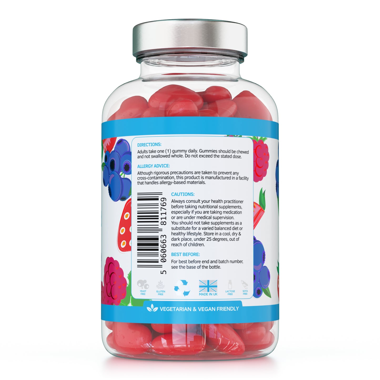 Folic Acid Gummies - 400μg, 60 Natural Berry Flavoured & Vegan Gummies