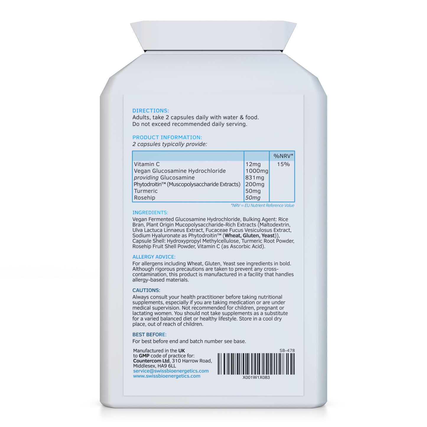 Vegan Glucosamine Phytodroitin Complex 90 Capsules