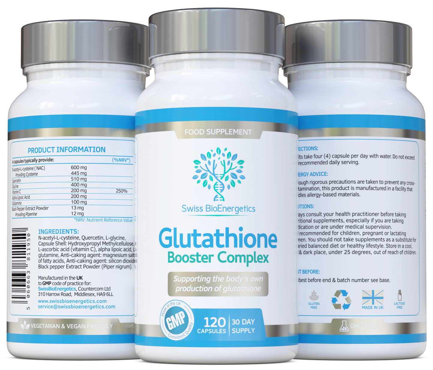 Glutathione Booster Complex 120 Capsules of Advanced Nutrition to Support The Bodys own Glutathione Production