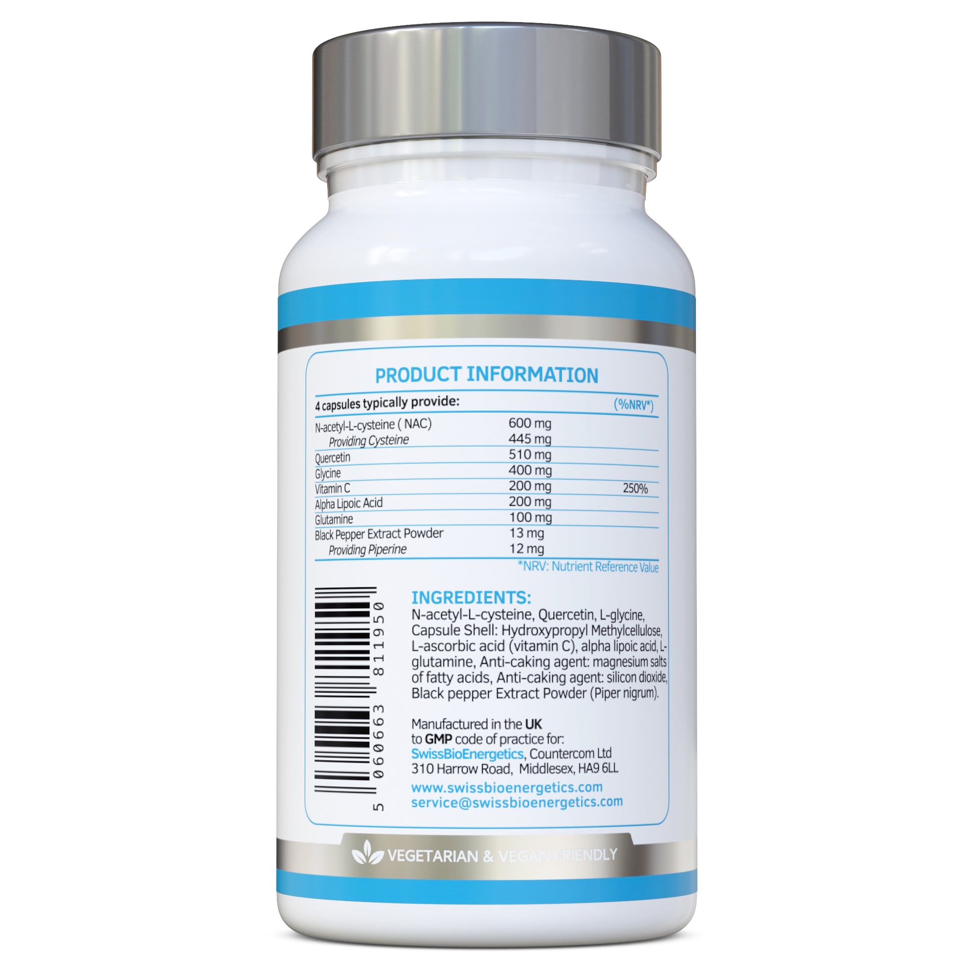 Glutathione Complex with NAC, Alpha Lipoic Acid & Quercetin – 120 Capsules