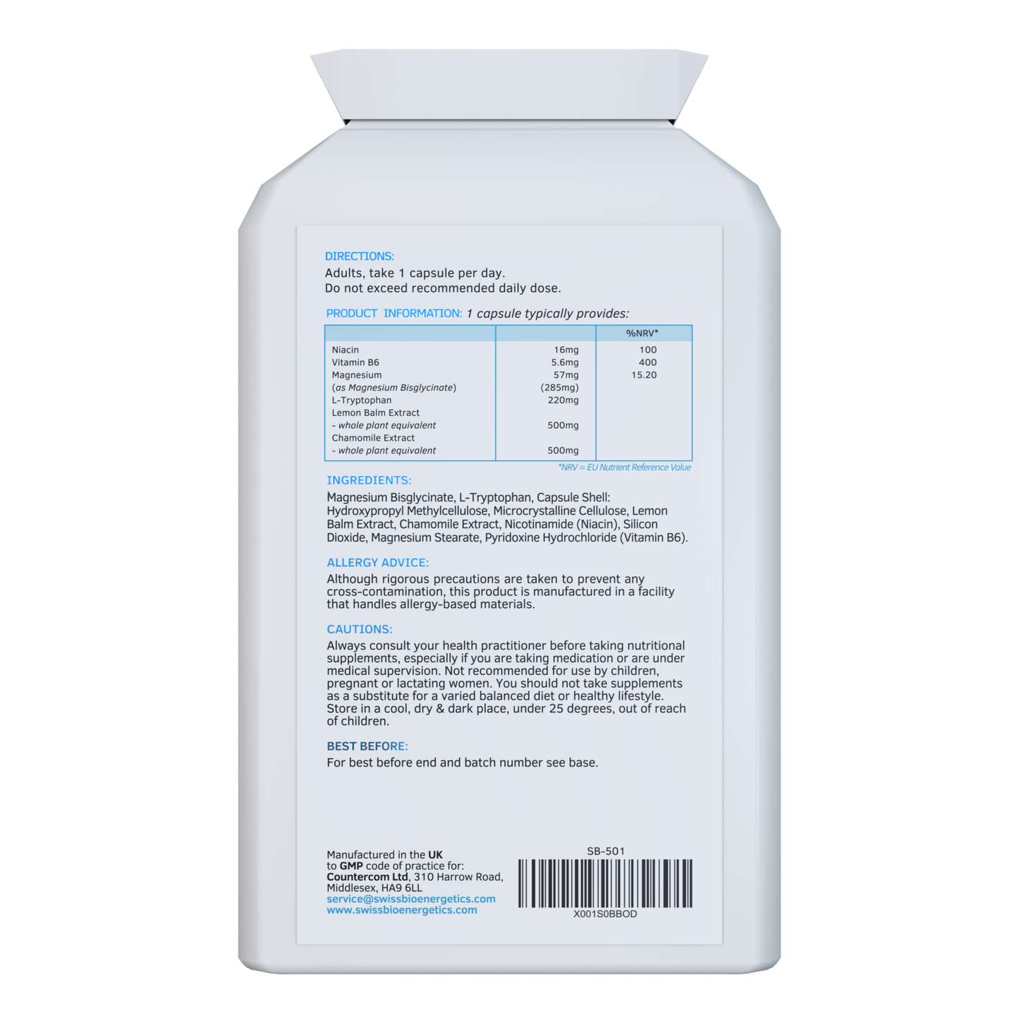 L-Tryptophan Sleep Complex 220mg - 120 Capsules/Sleep Complex