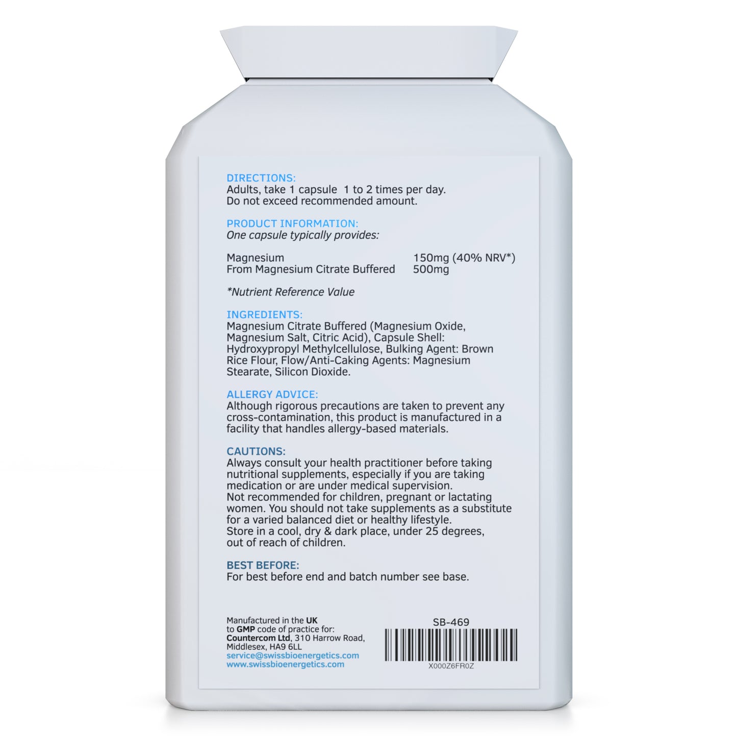 Magnesium Citrate 500mg 120 Capsules