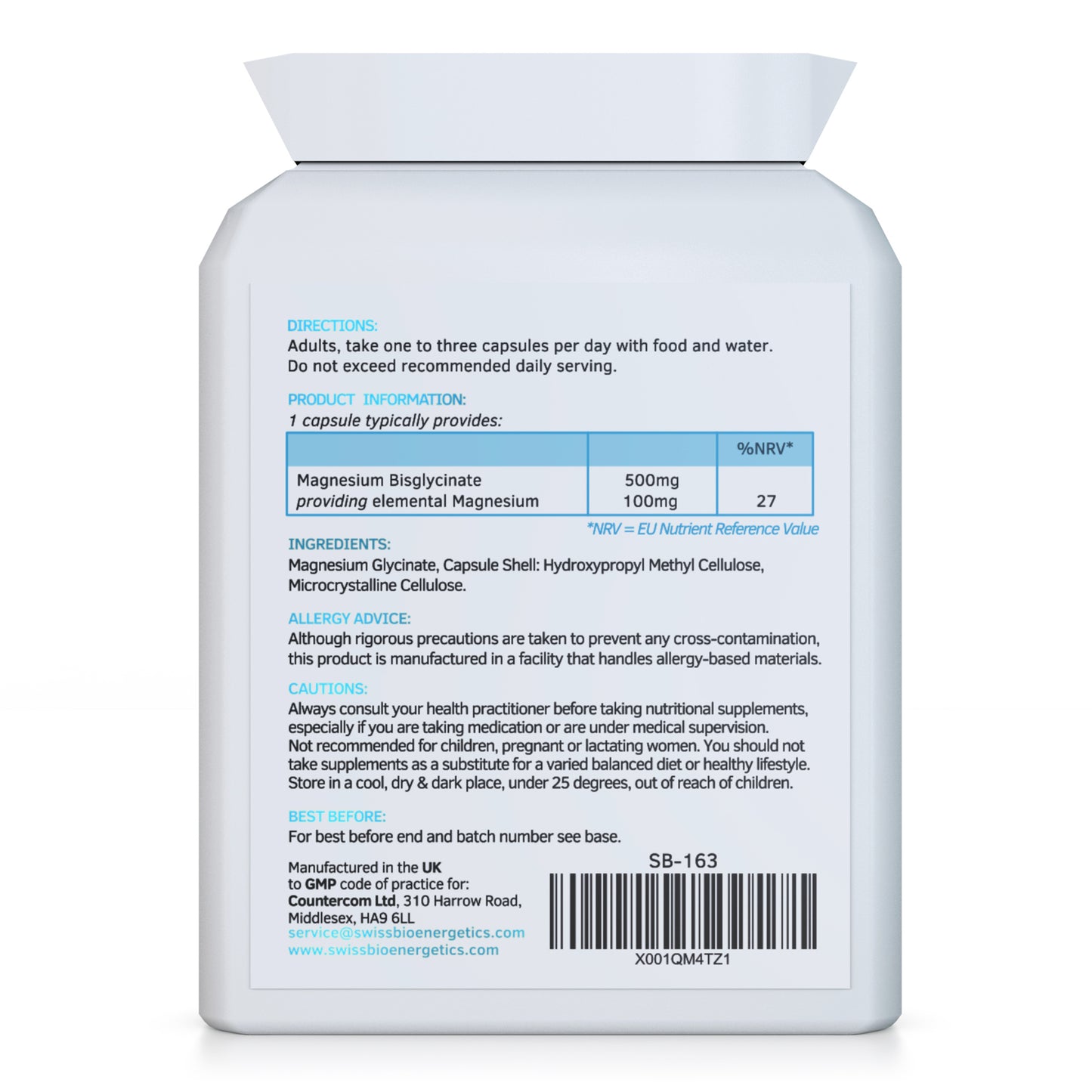 Magnesium Bisglycinate (Glycinate) 500mg
