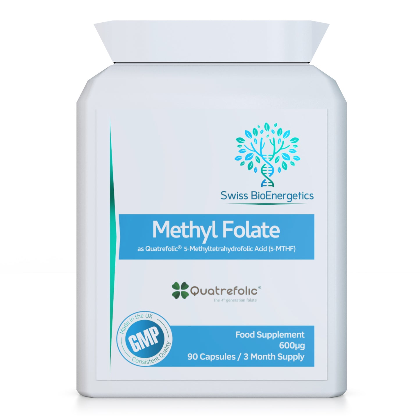 Methyl Folate 600µg - 90 Capsules as Quatrefolic 5-MTHF : The 4th Generation Folate