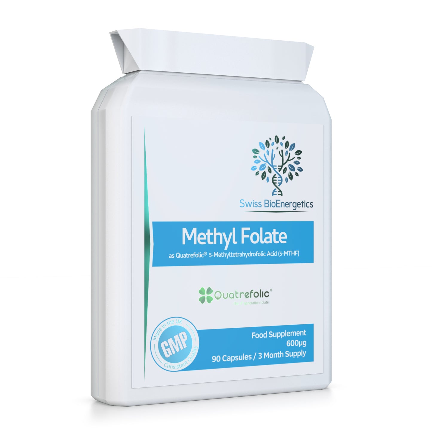 Methyl Folate 600µg - 90 Capsules as Quatrefolic 5-MTHF : The 4th Generation Folate