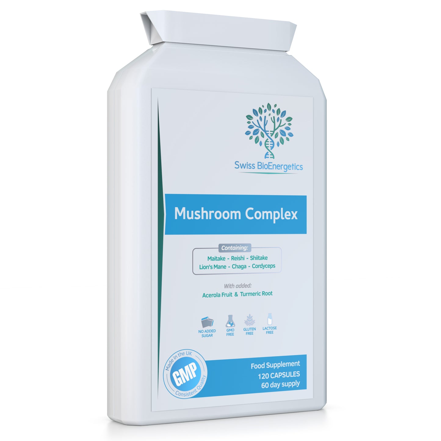 Mushroom Complex - Lion's Mane, Reishi, Chaga, Cordyceps, Shitake and Maitake - added Turmeric & Acerola Fruit - 120 Capsules