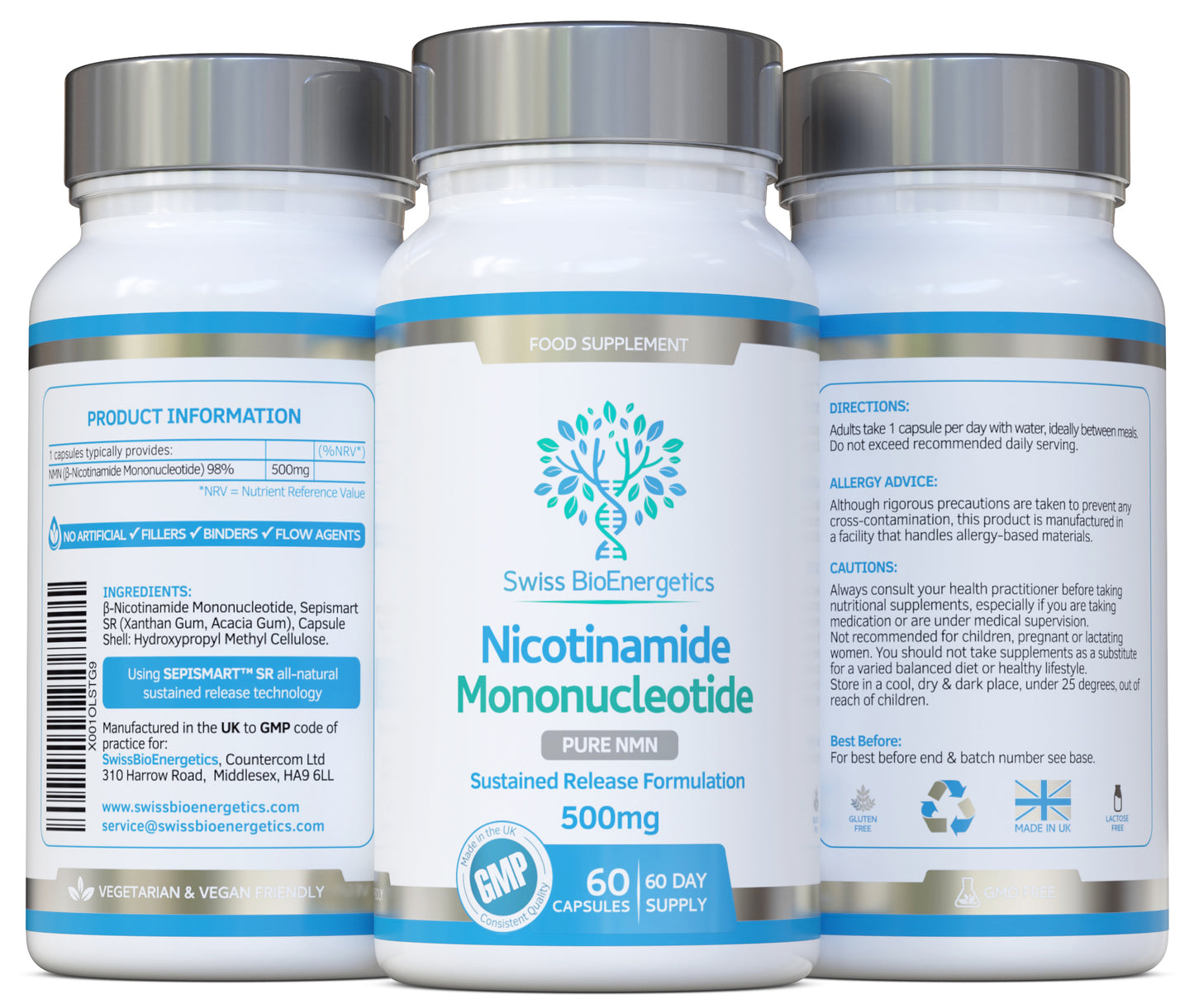 NMN Nicotinamide Mononucleotide 500mg, 60 Capsules