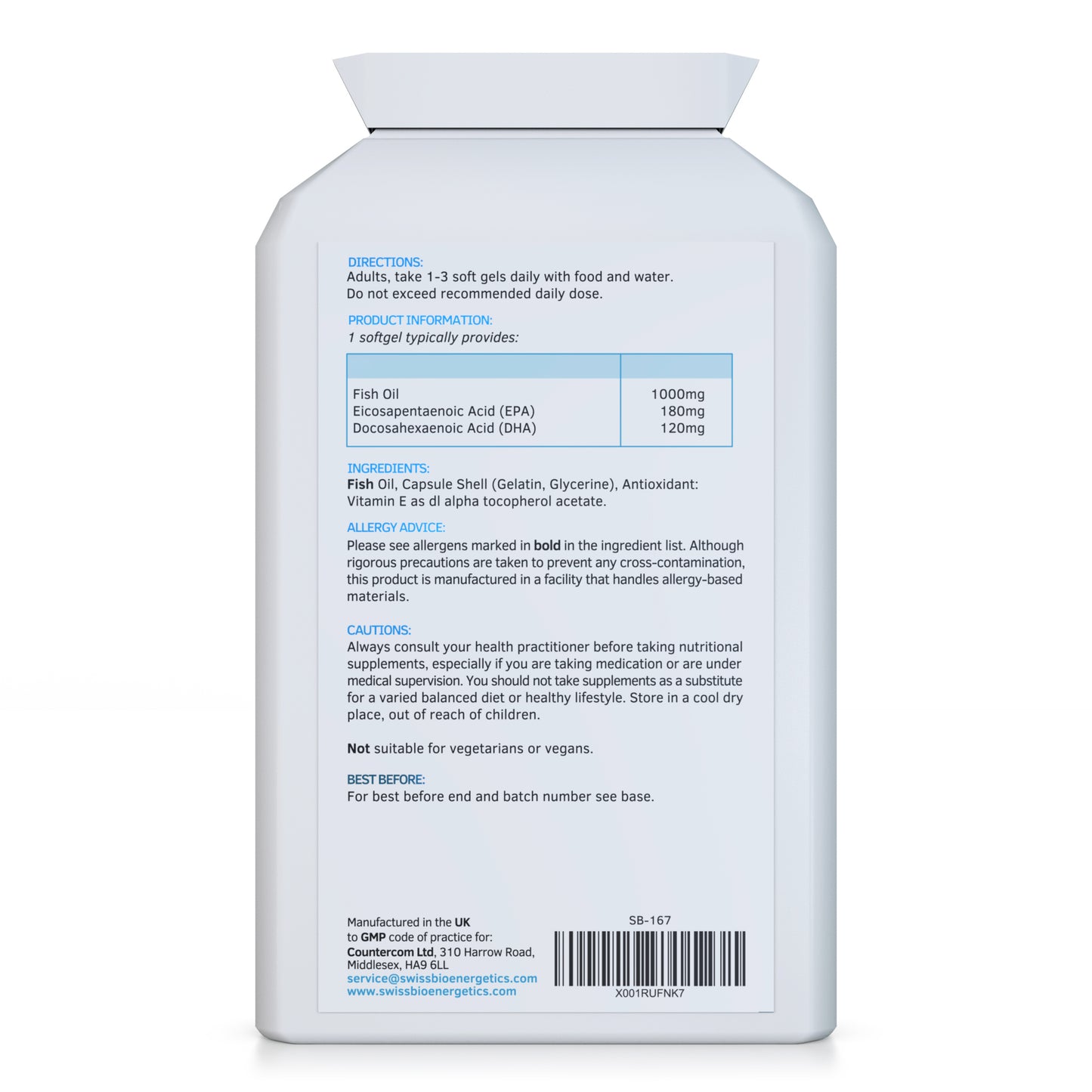 Omega-3 Fish Oil Soft Gels - Ultra Potent 1000mg, 90 Capsules