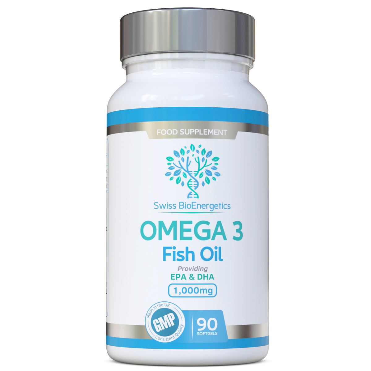 Swiss BioEnergetics Omega-3 Fish Oil Soft Gels - Ultra Potent 1000mg, 90 Capsules