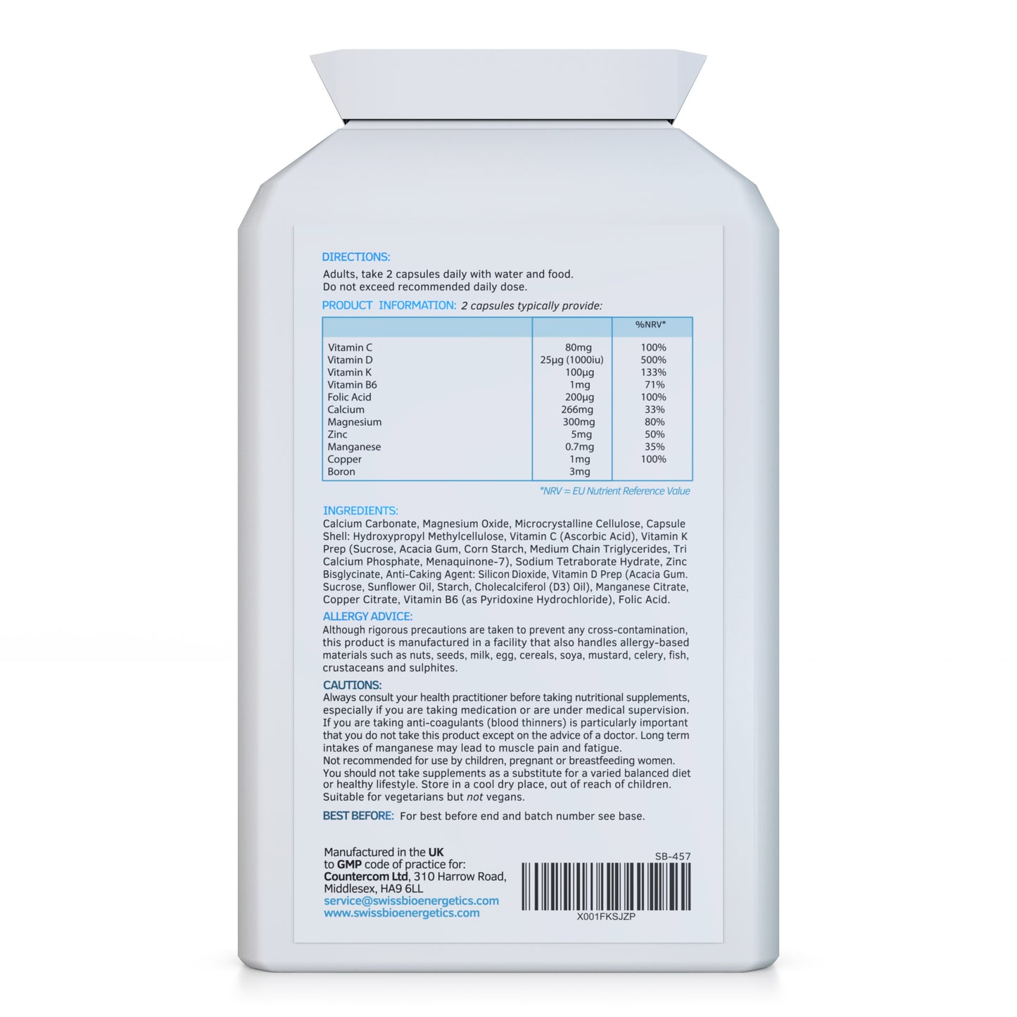 OsteoDefence 90 Capsules - Contains Calcium, Magnesium, Vitamins D3 & K2 Plus a Host of Other Essential Vitamins and Minerals